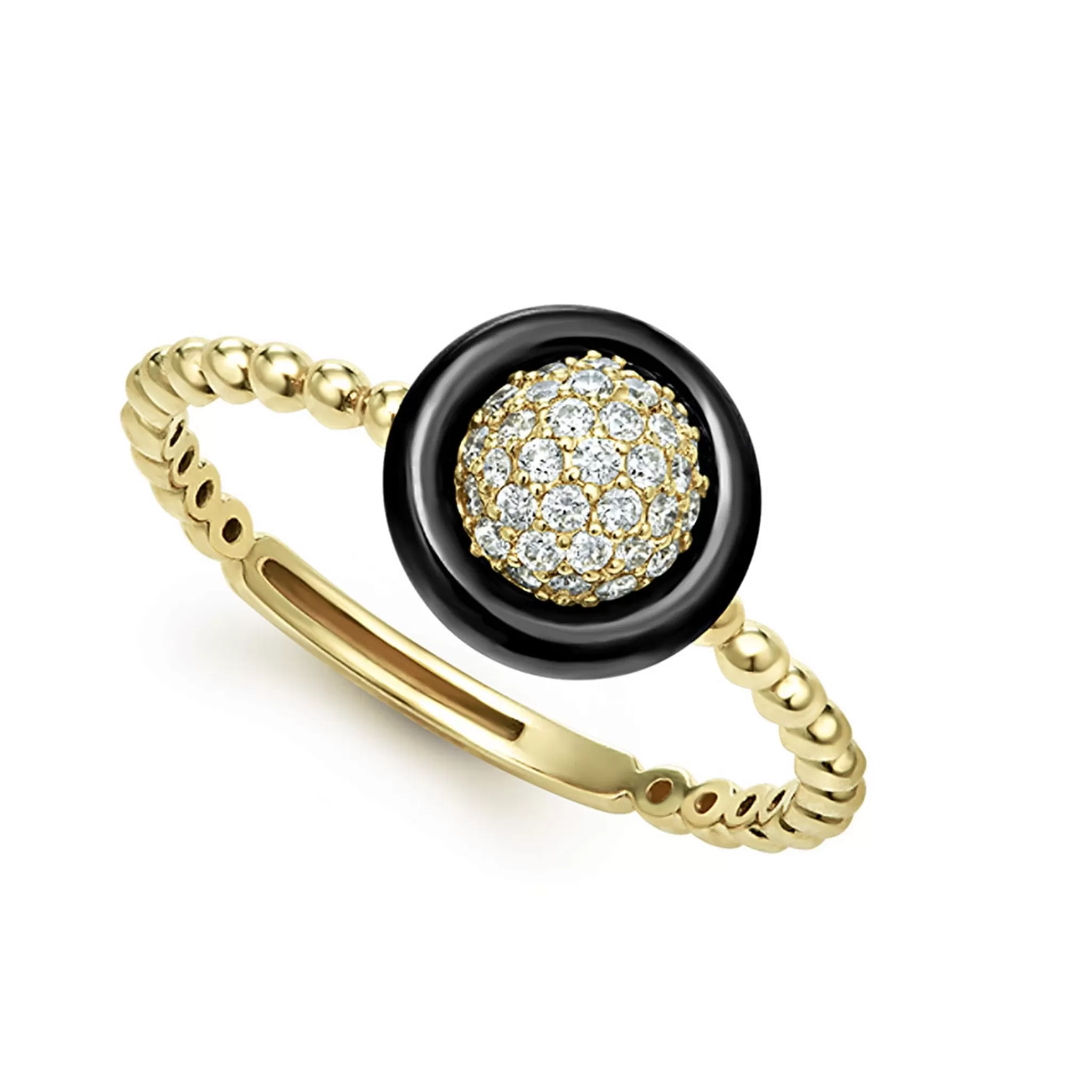 Cheap LAGOS 18K Gold And Black Ceramic Diamond Ring