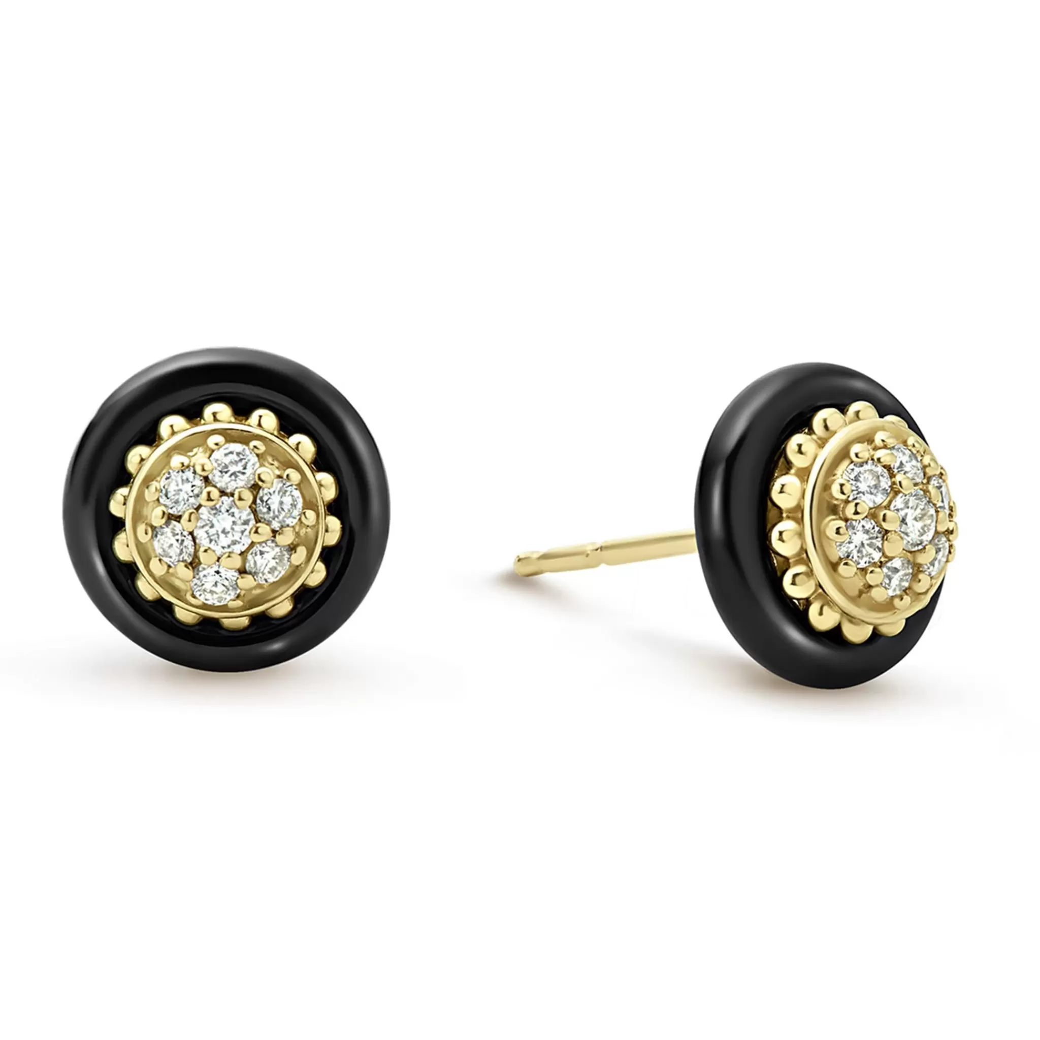 Discount LAGOS 18K Gold And Black Ceramic Diamond Stud Earrings