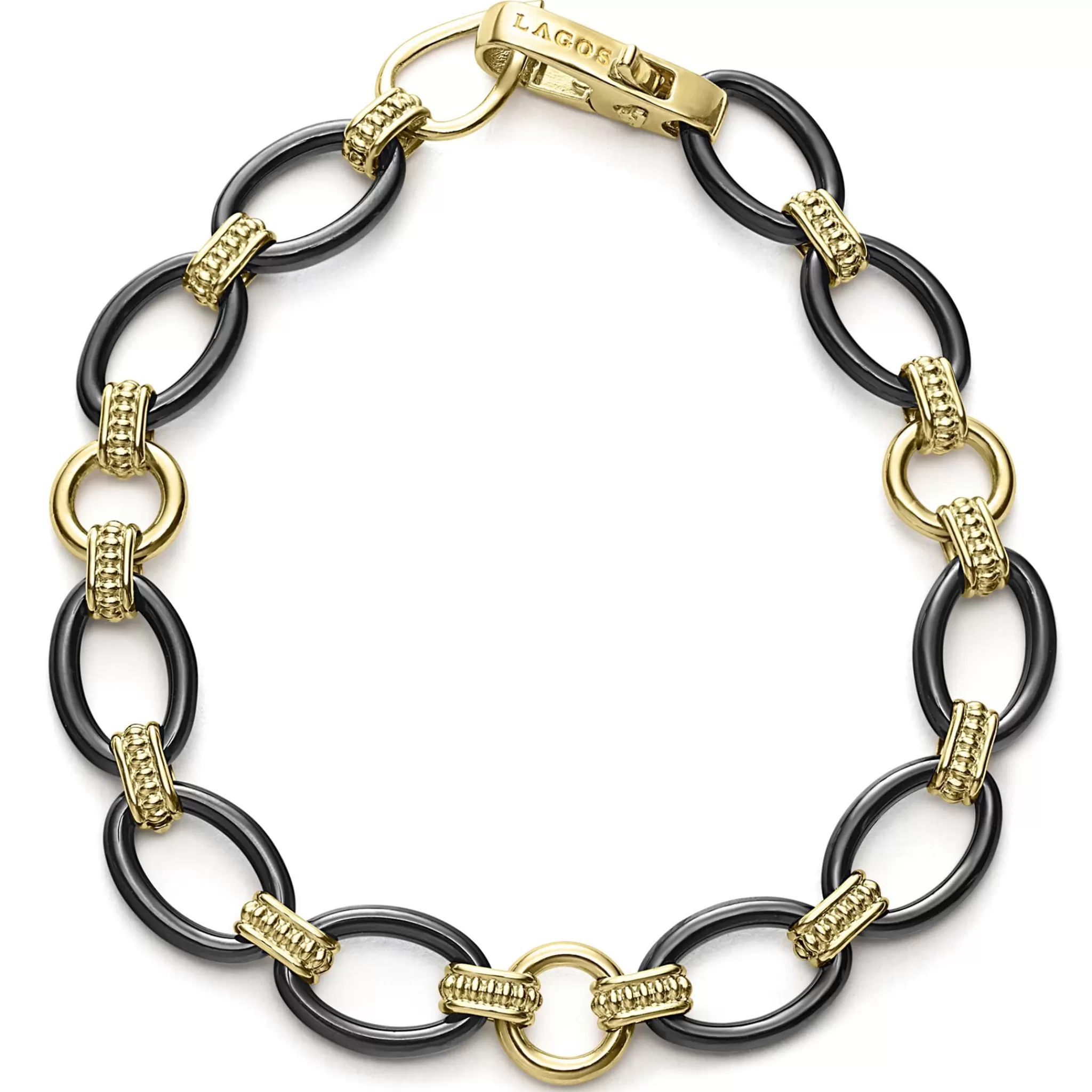 Shop LAGOS 18K Gold And Black Ceramic Link Bracelet