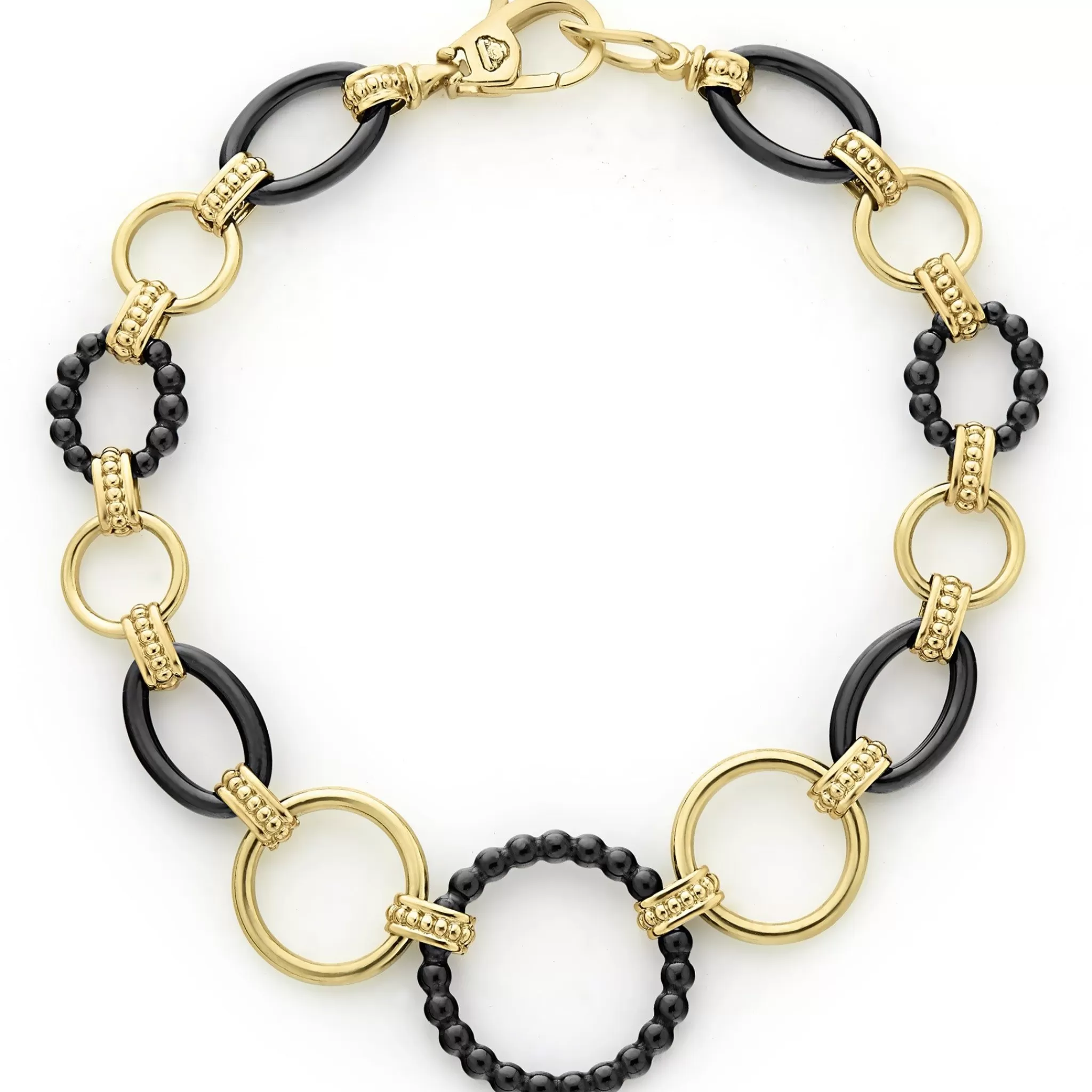 Sale LAGOS 18K Gold And Black Ceramic Link Bracelet