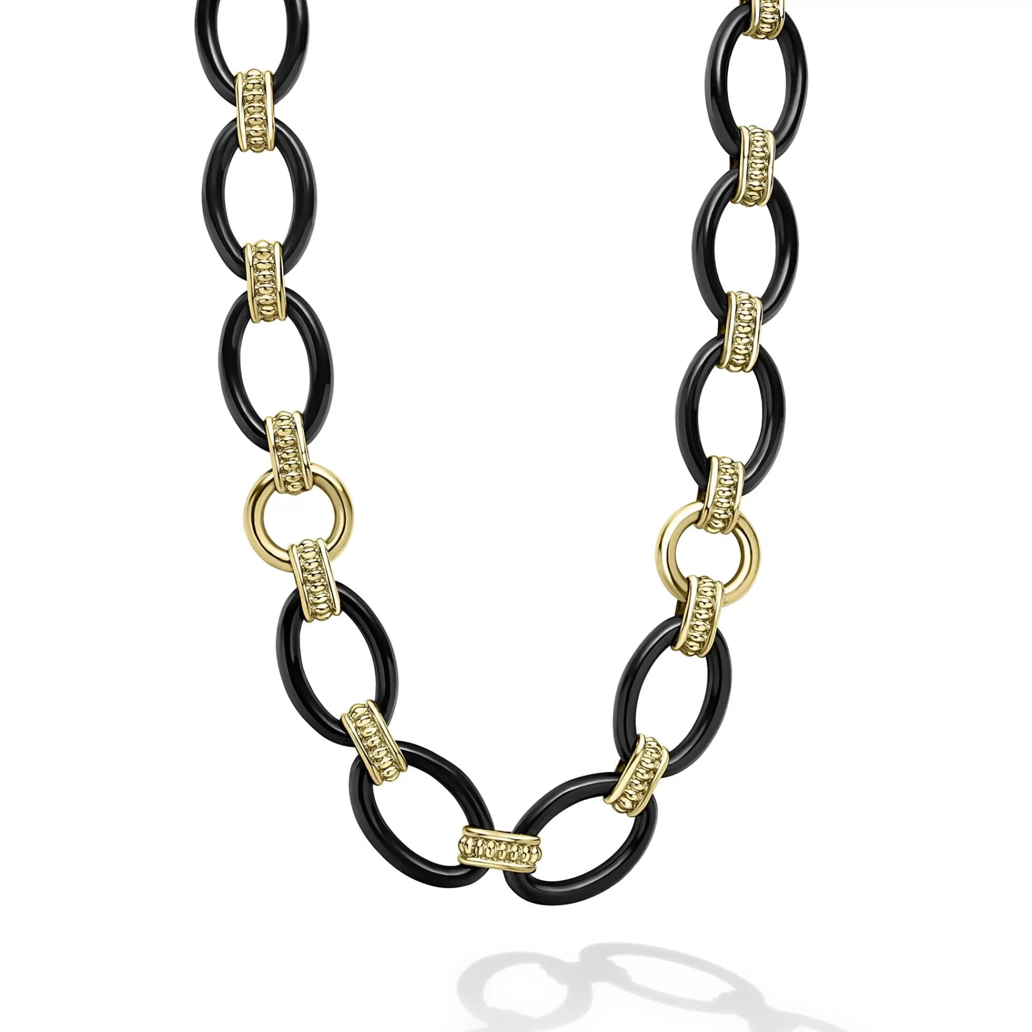 Store LAGOS 18K Gold And Black Ceramic Link Necklace