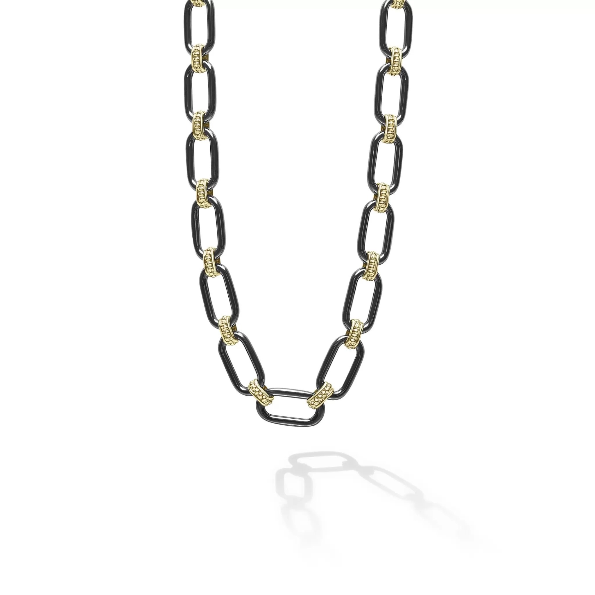 Best LAGOS 18K Gold And Black Ceramic Link Necklace