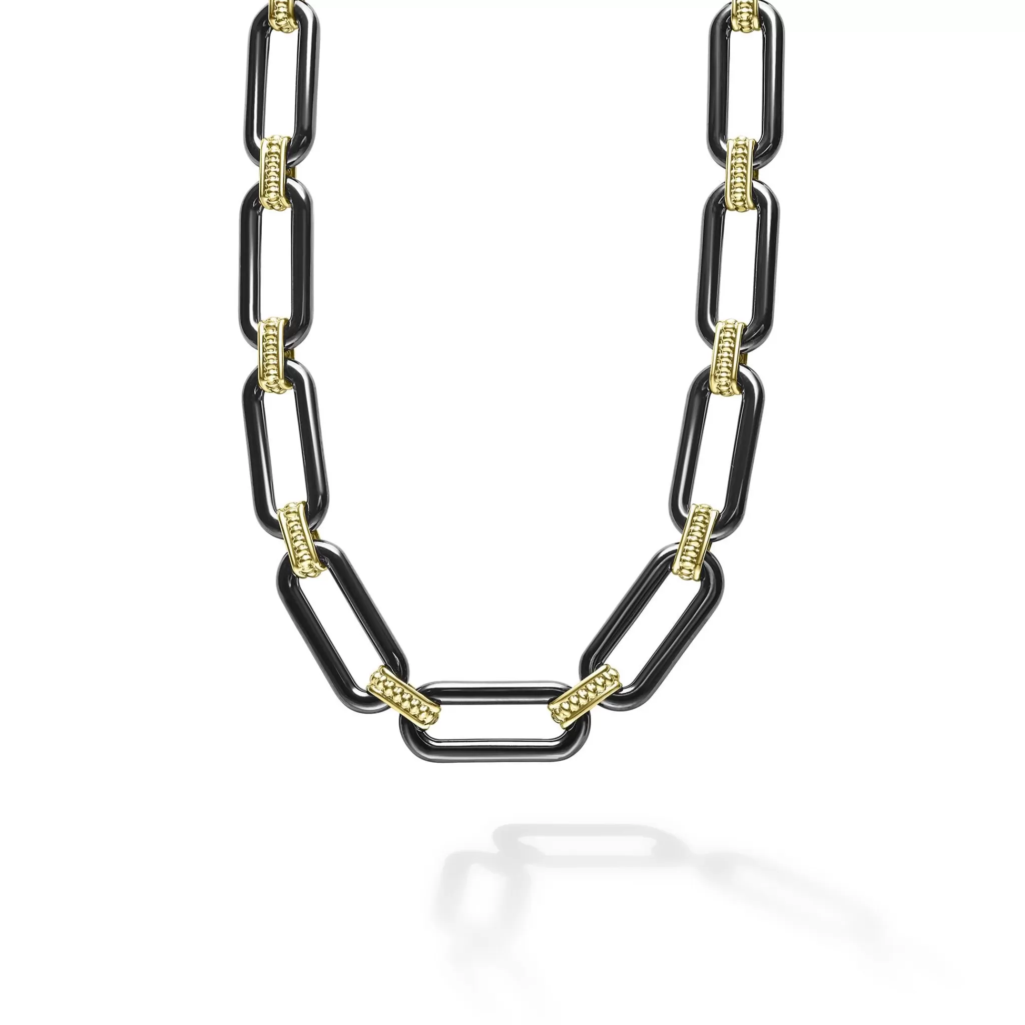 Fashion LAGOS 18K Gold And Black Ceramic Link Necklace