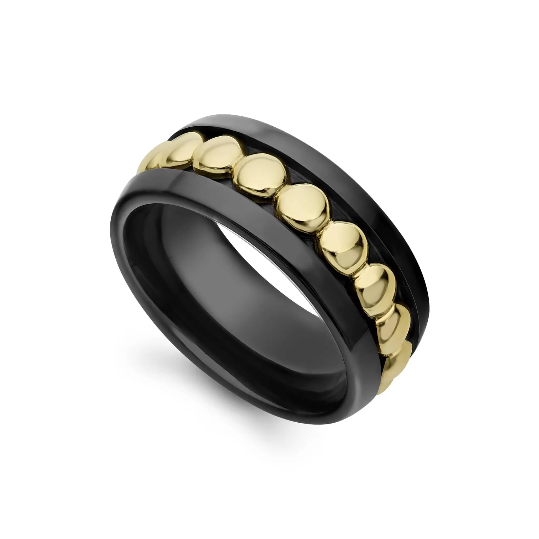 Hot LAGOS 18K Gold And Black Ceramic Ring