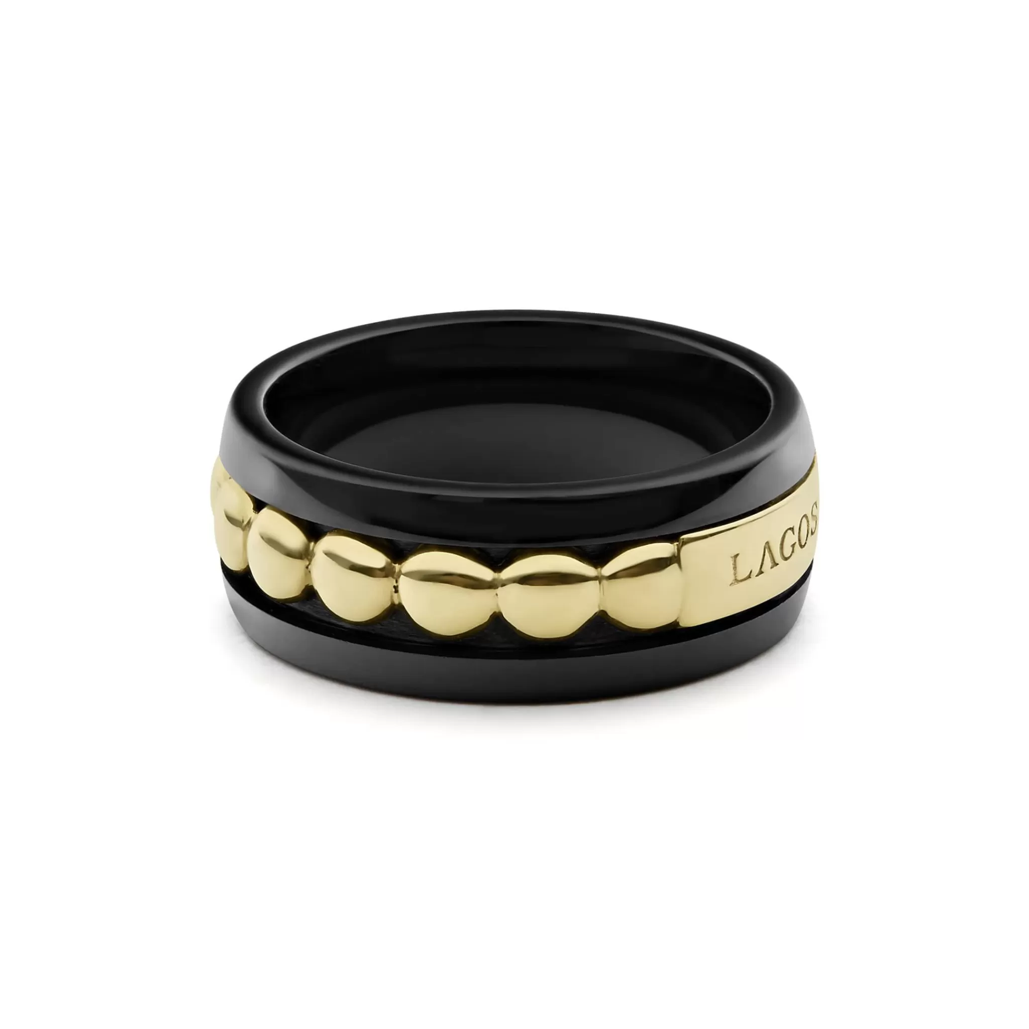 Cheap LAGOS 18K Gold And Black Ceramic Ring