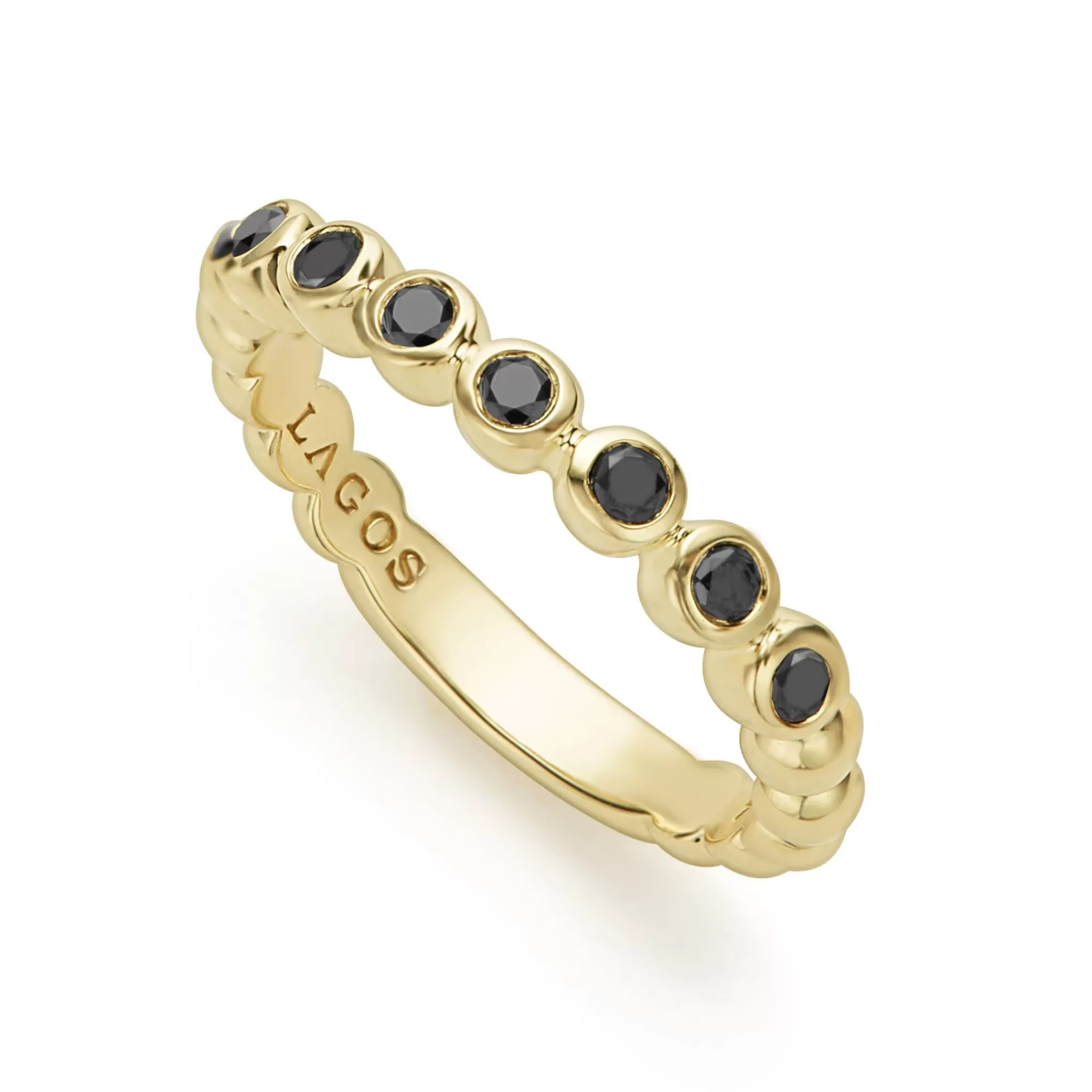 Cheap LAGOS 18K Gold And Black Diamond Stacking Ring