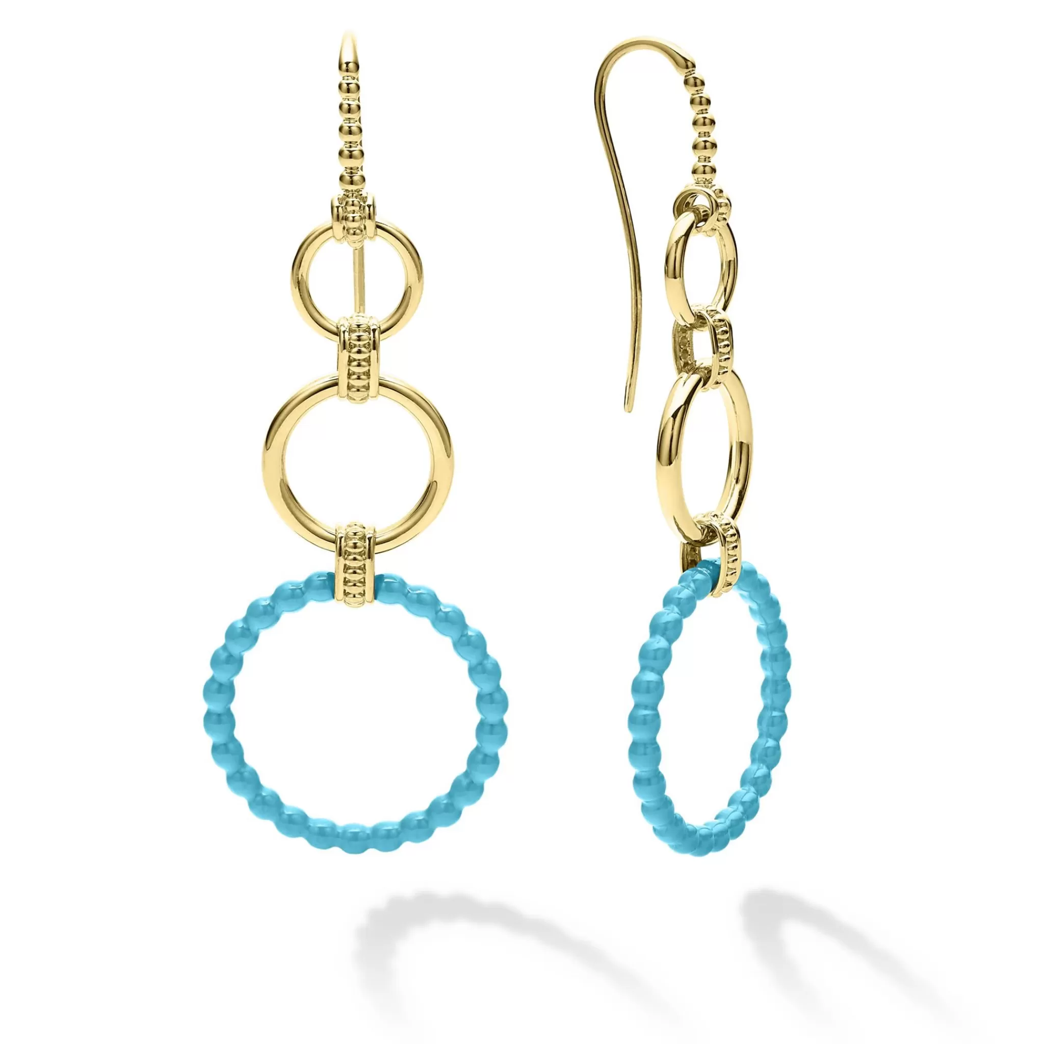 Clearance LAGOS 18K Gold And Blue Ceramic Circle Drop Earrings