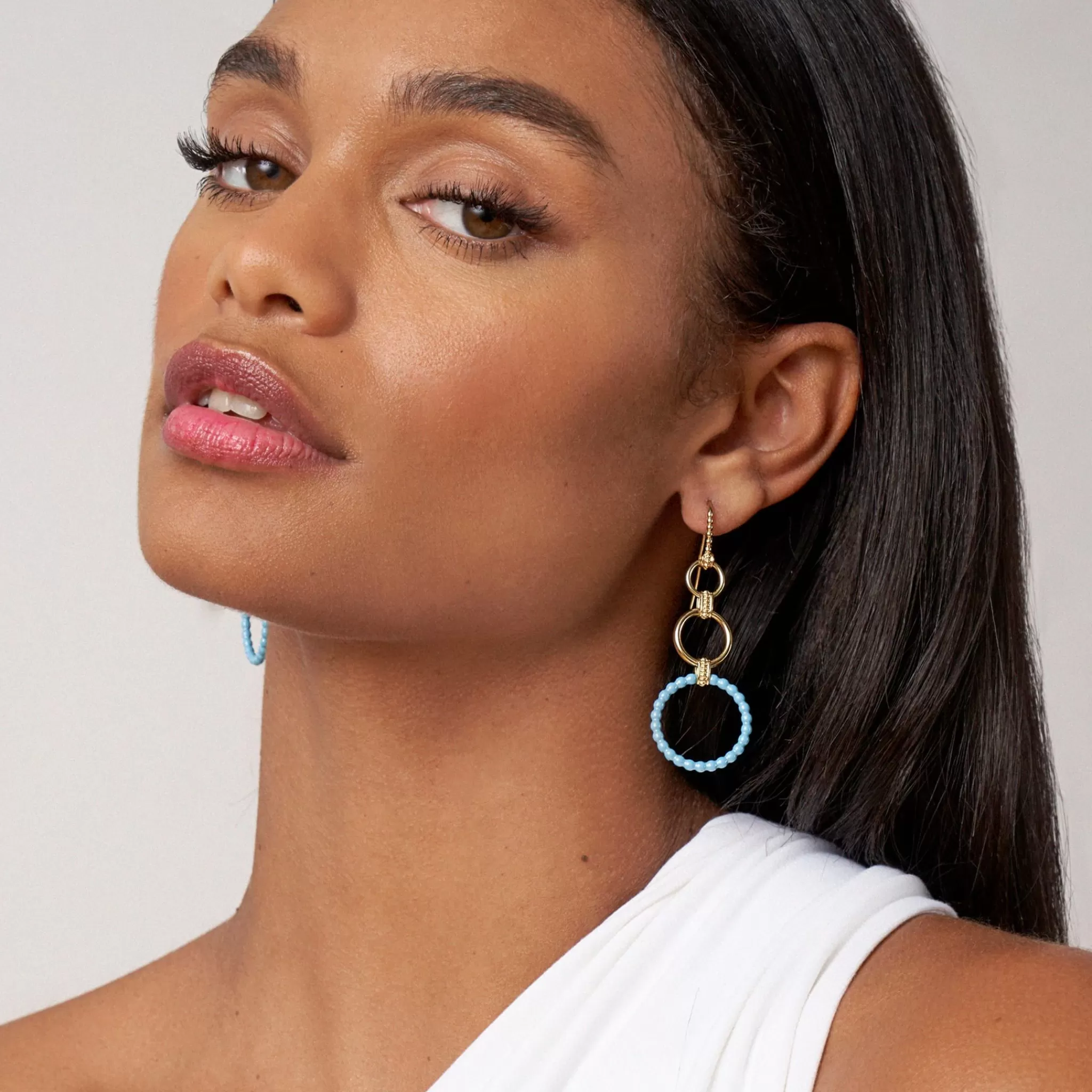 Clearance LAGOS 18K Gold And Blue Ceramic Circle Drop Earrings