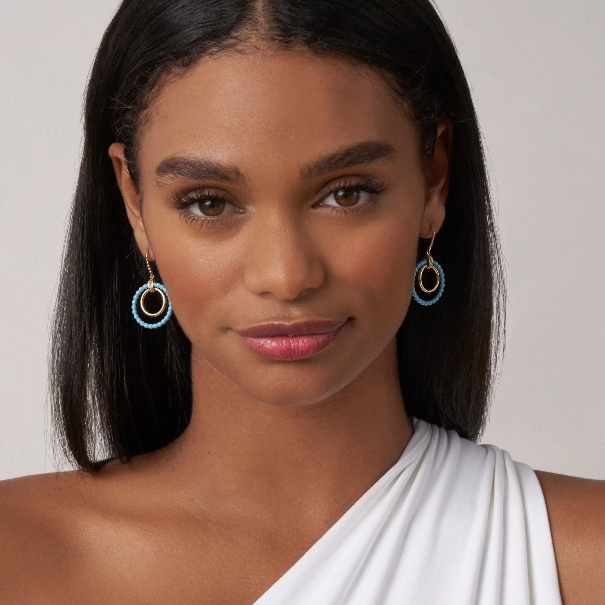 Discount LAGOS 18K Gold And Blue Ceramic Circle Drop Earrings