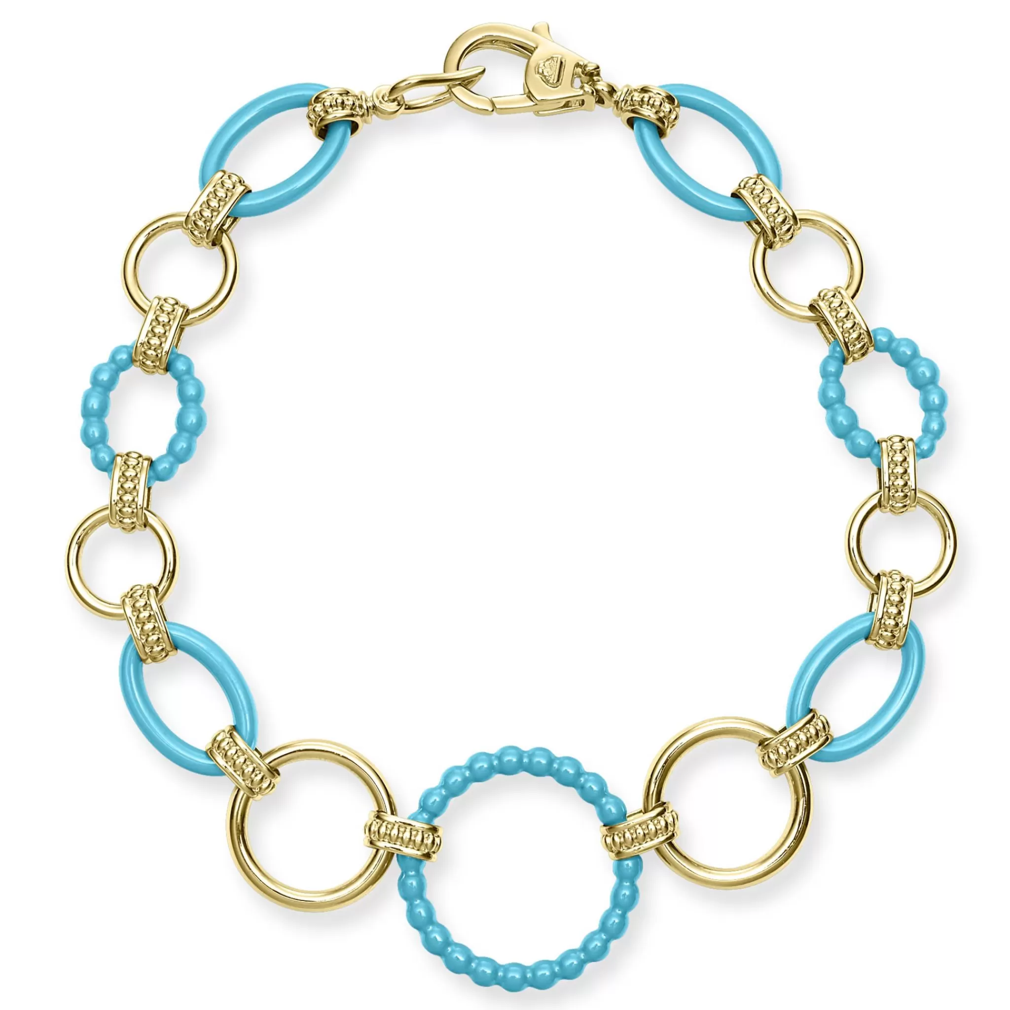 Sale LAGOS 18K Gold And Blue Ceramic Link Bracelet