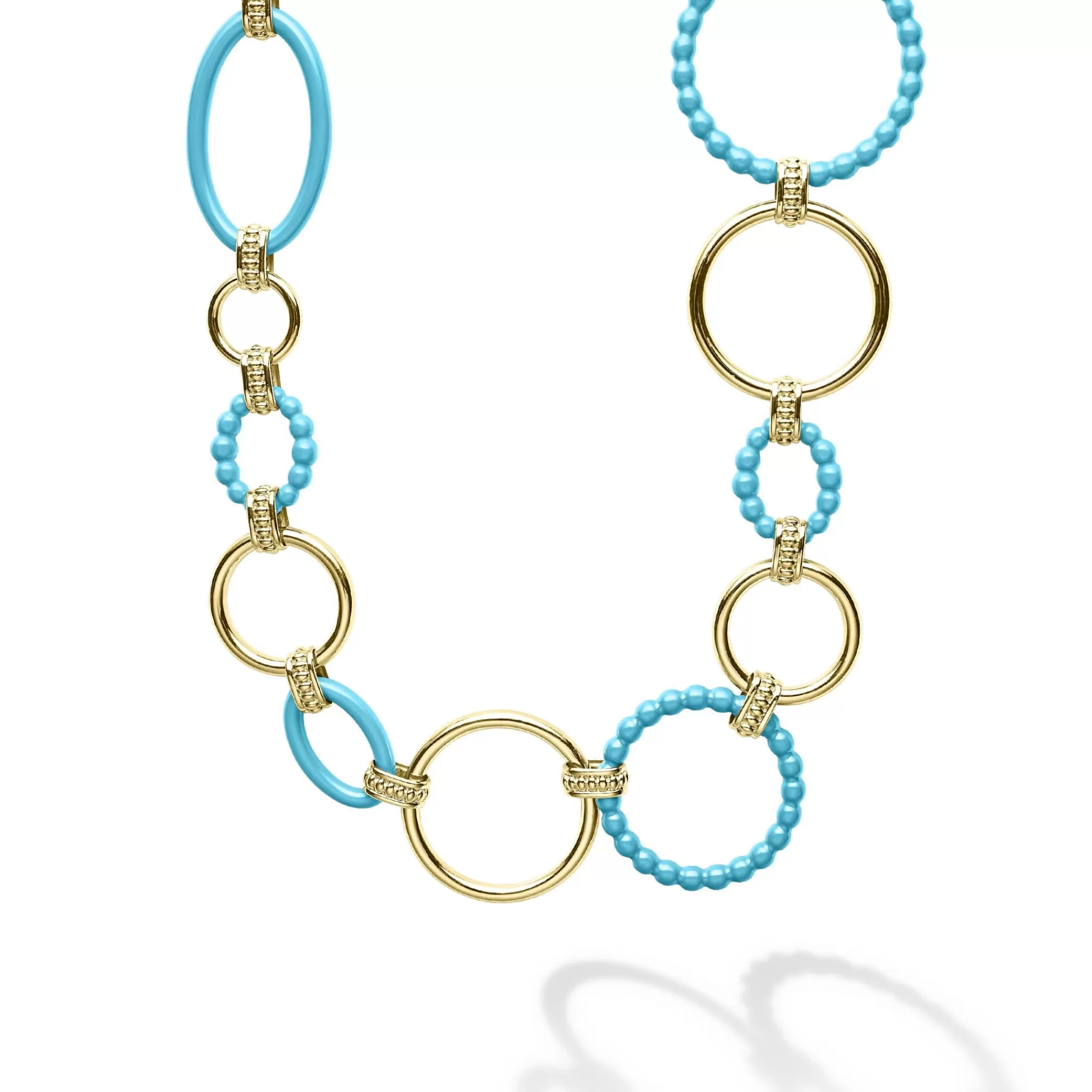 Store LAGOS 18K Gold And Blue Ceramic Link Necklace