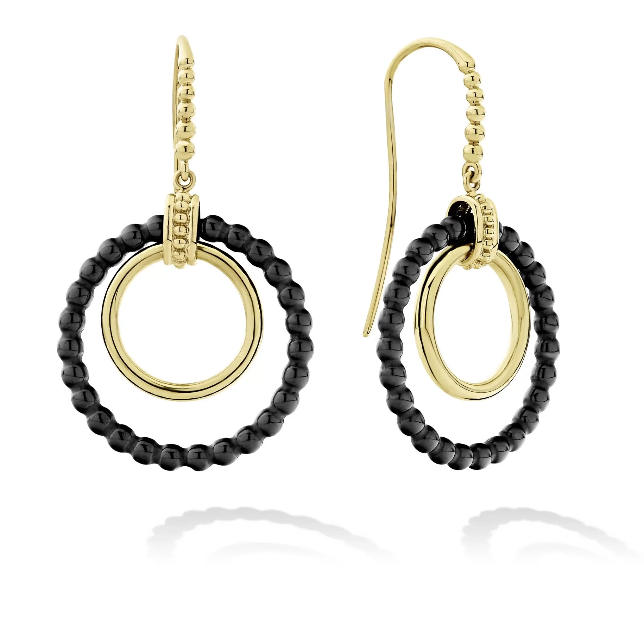 New LAGOS 18K Gold And Ceramic Circle Drop Earrings