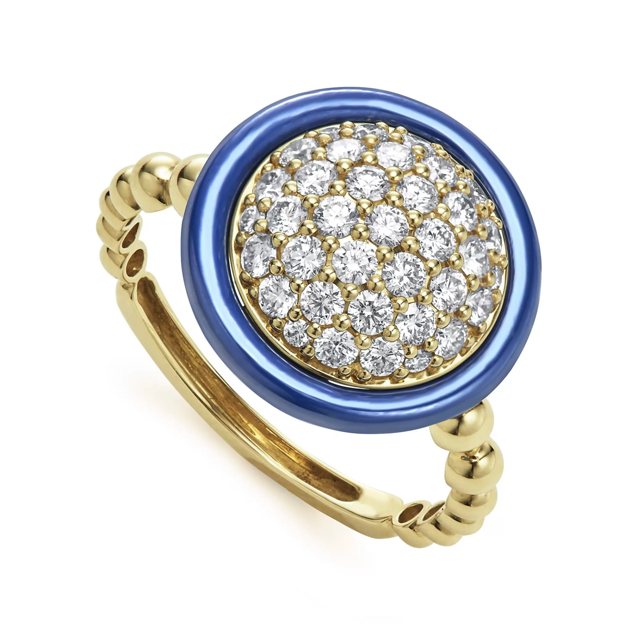 Hot LAGOS 18K Gold And Ceramic Diamond Ring