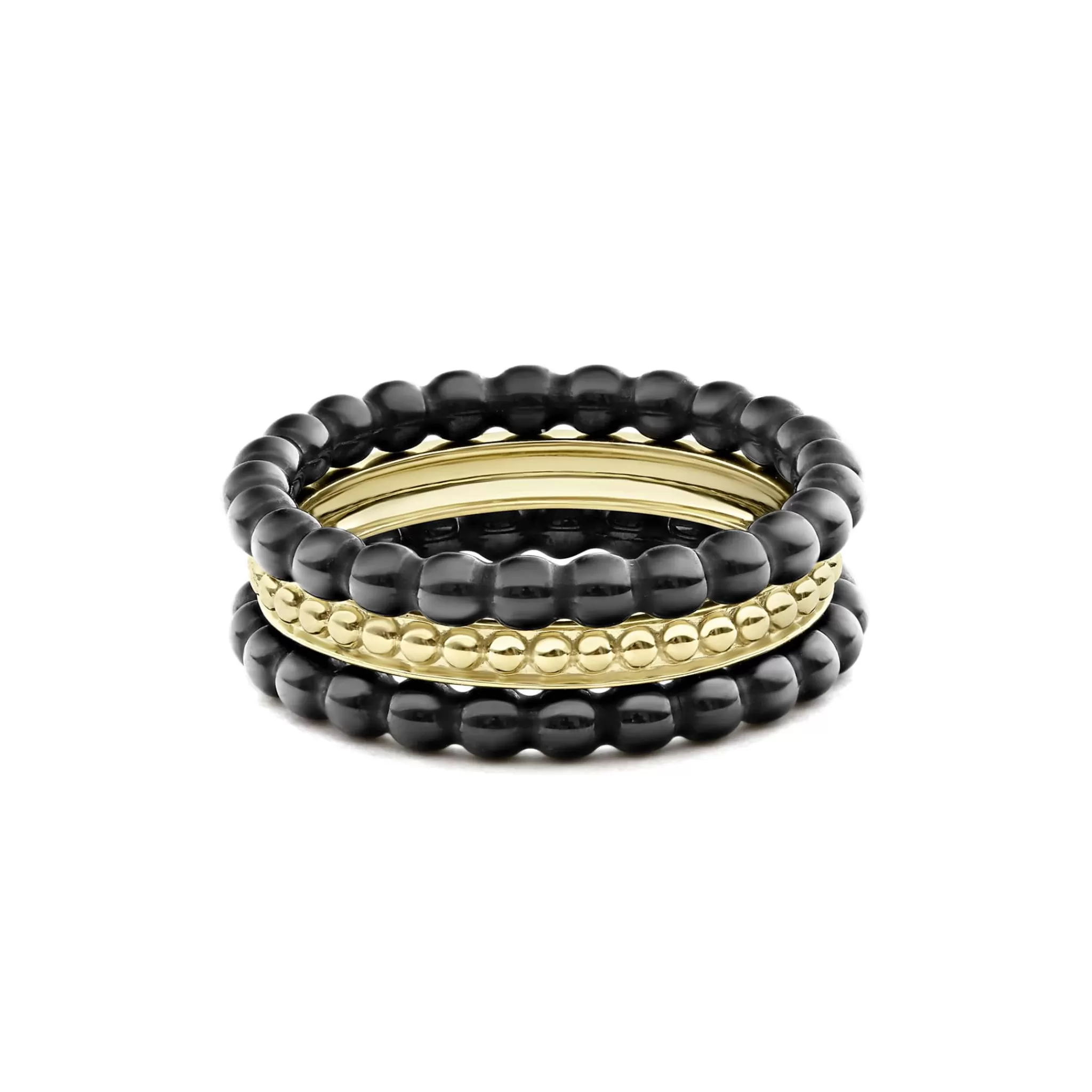 Fashion LAGOS 18K Gold And Ceramic Stacking Rings