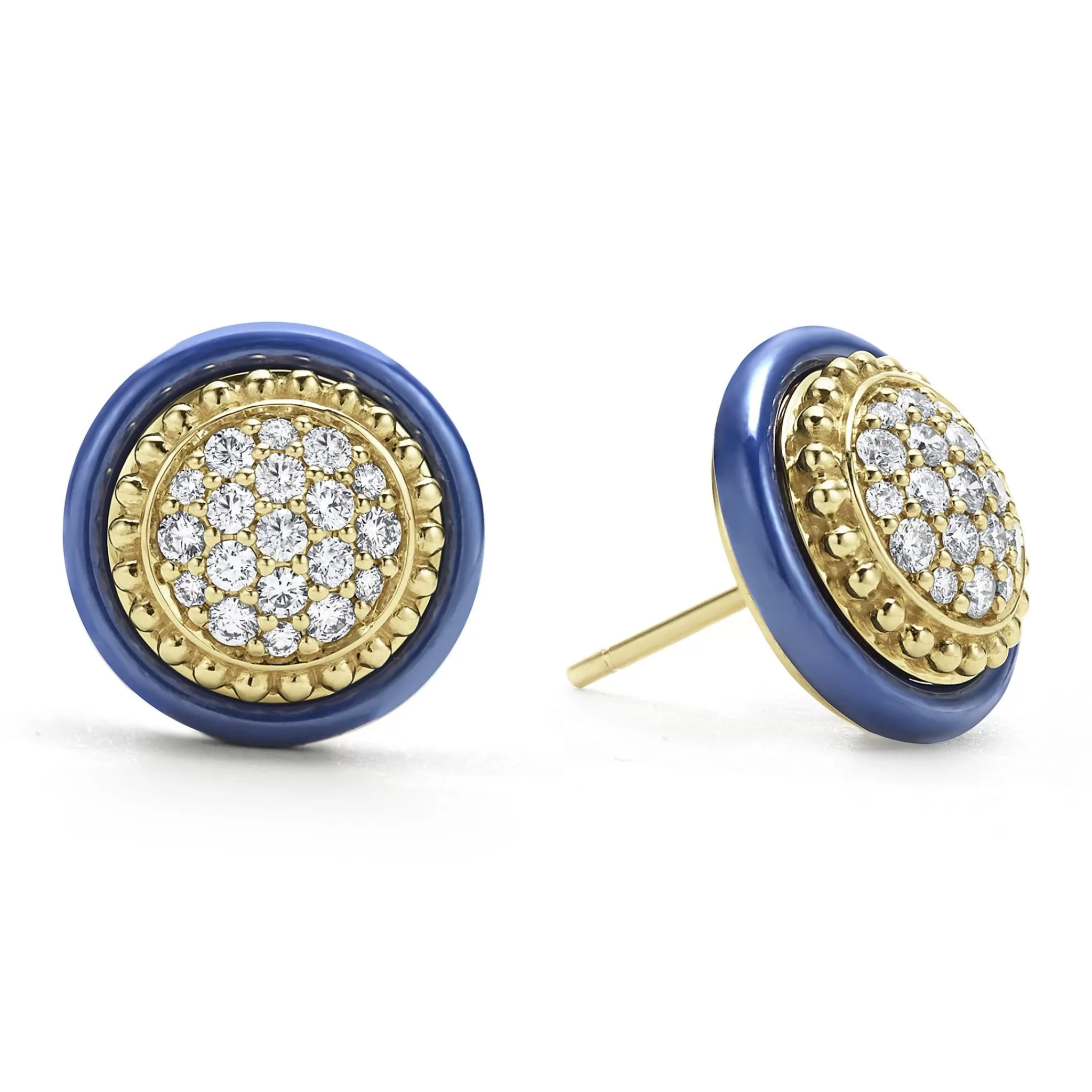 Sale LAGOS 18K Gold And Diamond Ceramic Stud Earrings