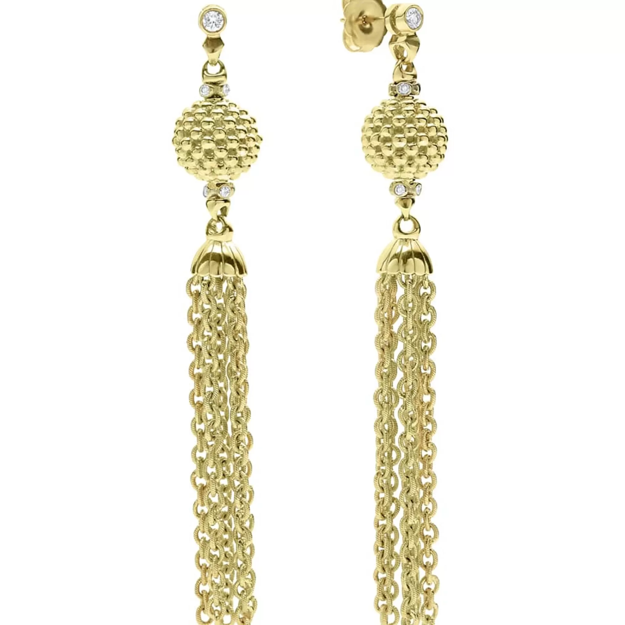 Store LAGOS 18K Gold And Diamond Chain Tassel Drop Earrings