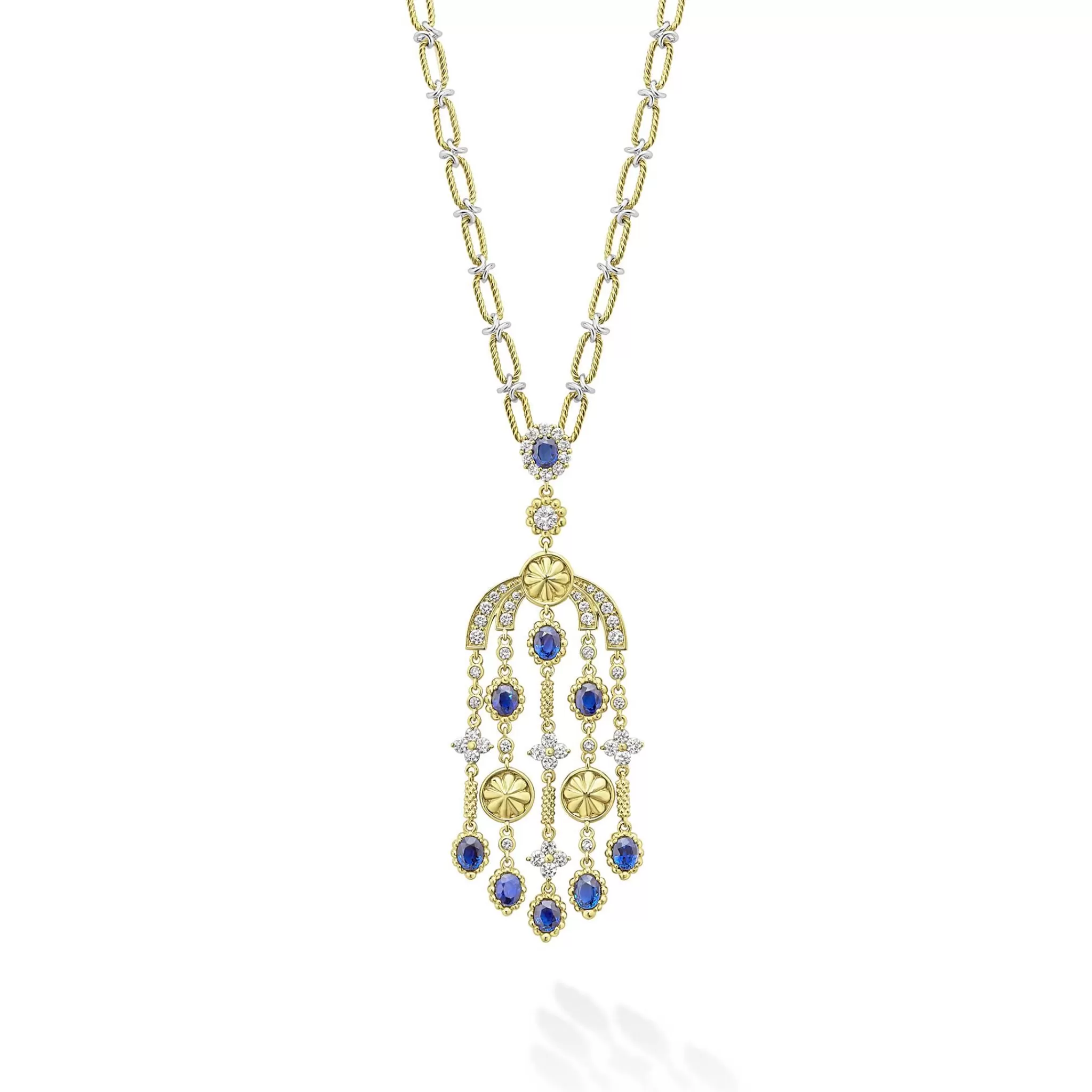 Sale LAGOS 18K Gold Blue Sapphire And Diamond Chandelier Necklace