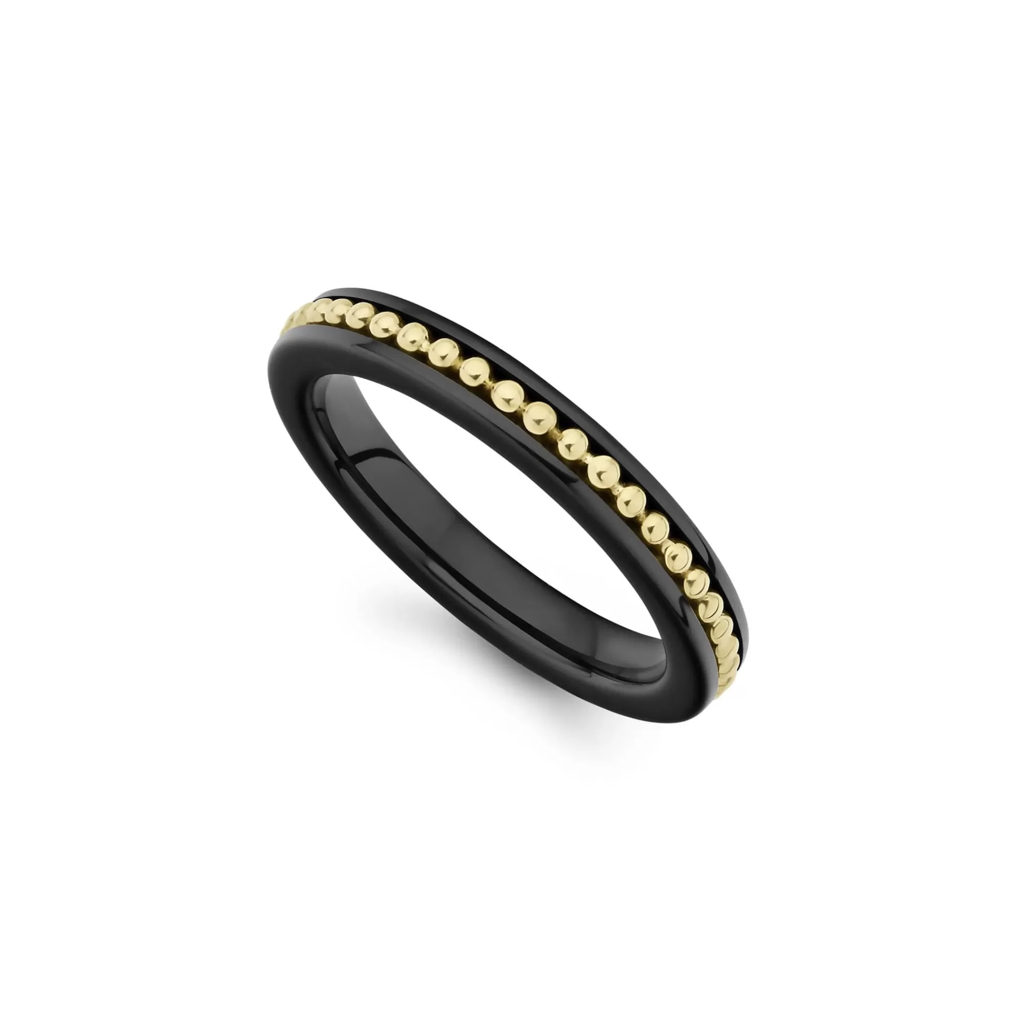 Outlet LAGOS 18K Gold Caviar And Black Ceramic Stacking Ring