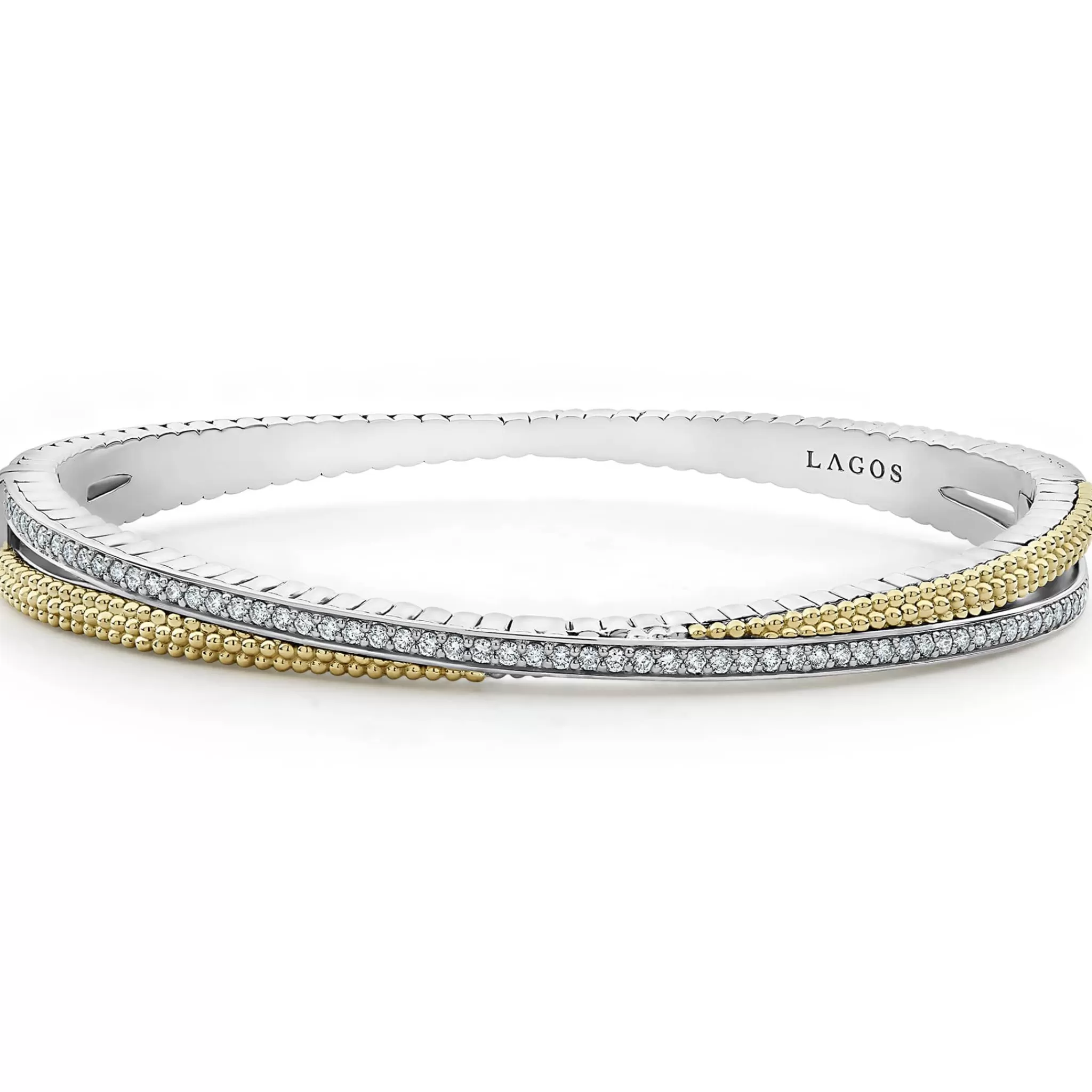 Best LAGOS 18K Gold Caviar And Diamond Bangle