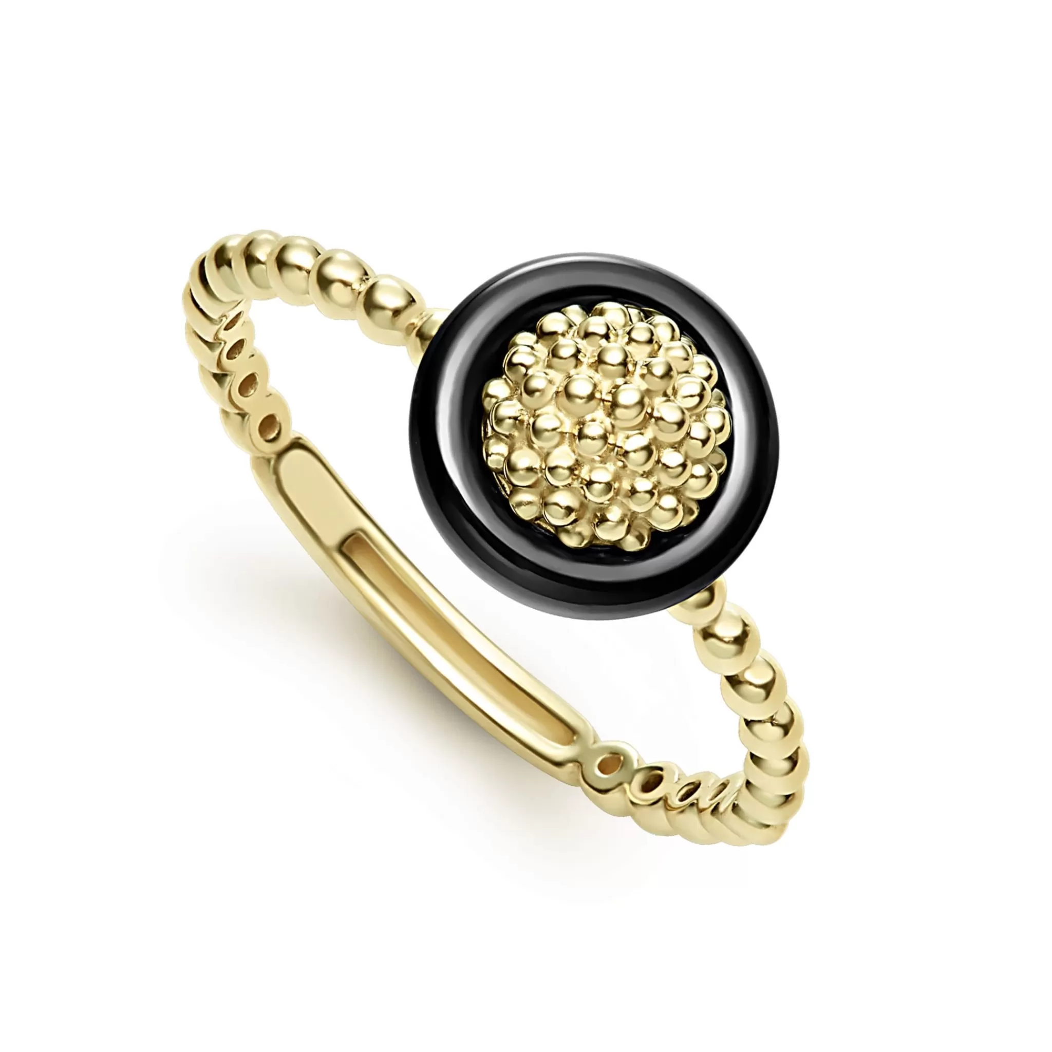 Cheap LAGOS 18K Gold Caviar Black Ceramic Ring