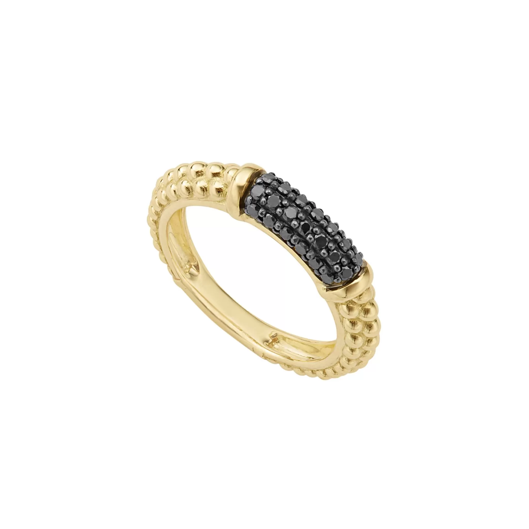 Fashion LAGOS 18K Gold Caviar Black Diamond Stacking Ring