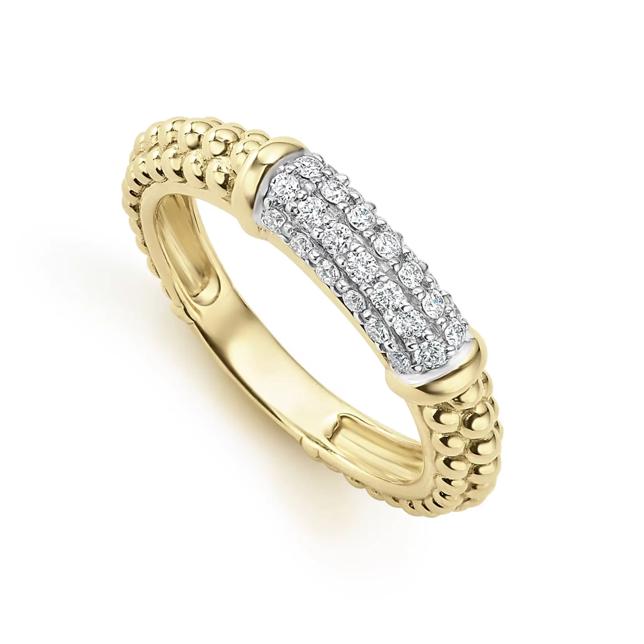 New LAGOS 18K Gold Caviar Diamond Stacking Ring