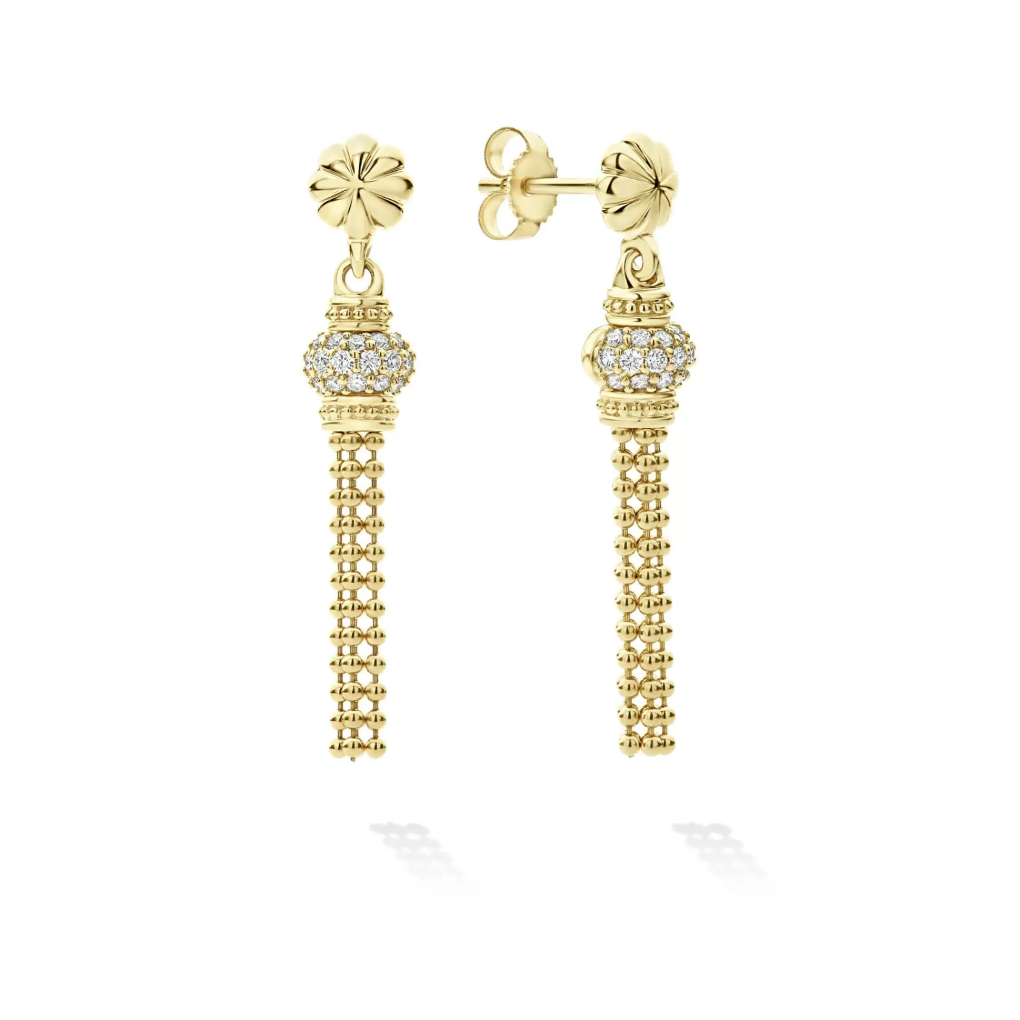 Cheap LAGOS 18K Gold Caviar Tassel Diamond Earrings