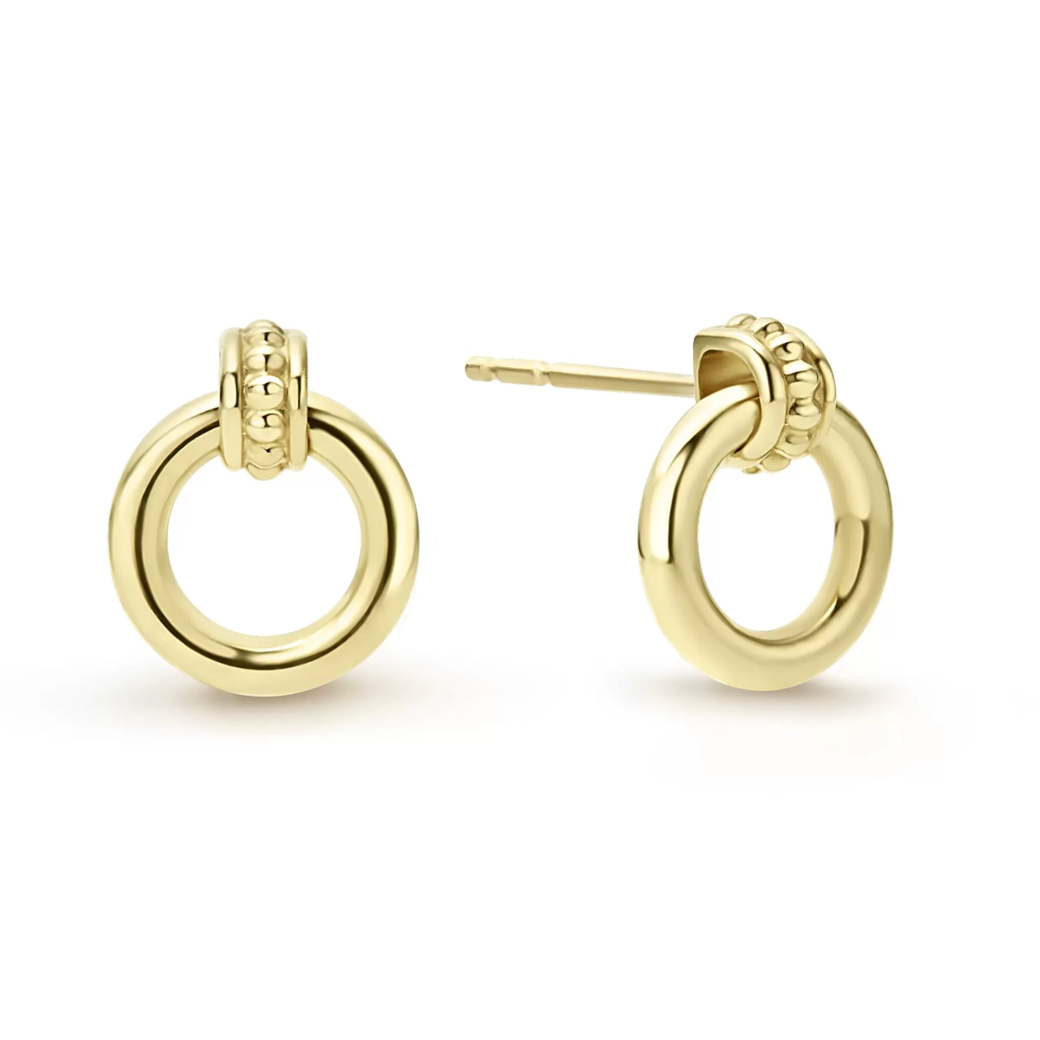 New LAGOS 18K Gold Circle Stud Earrings