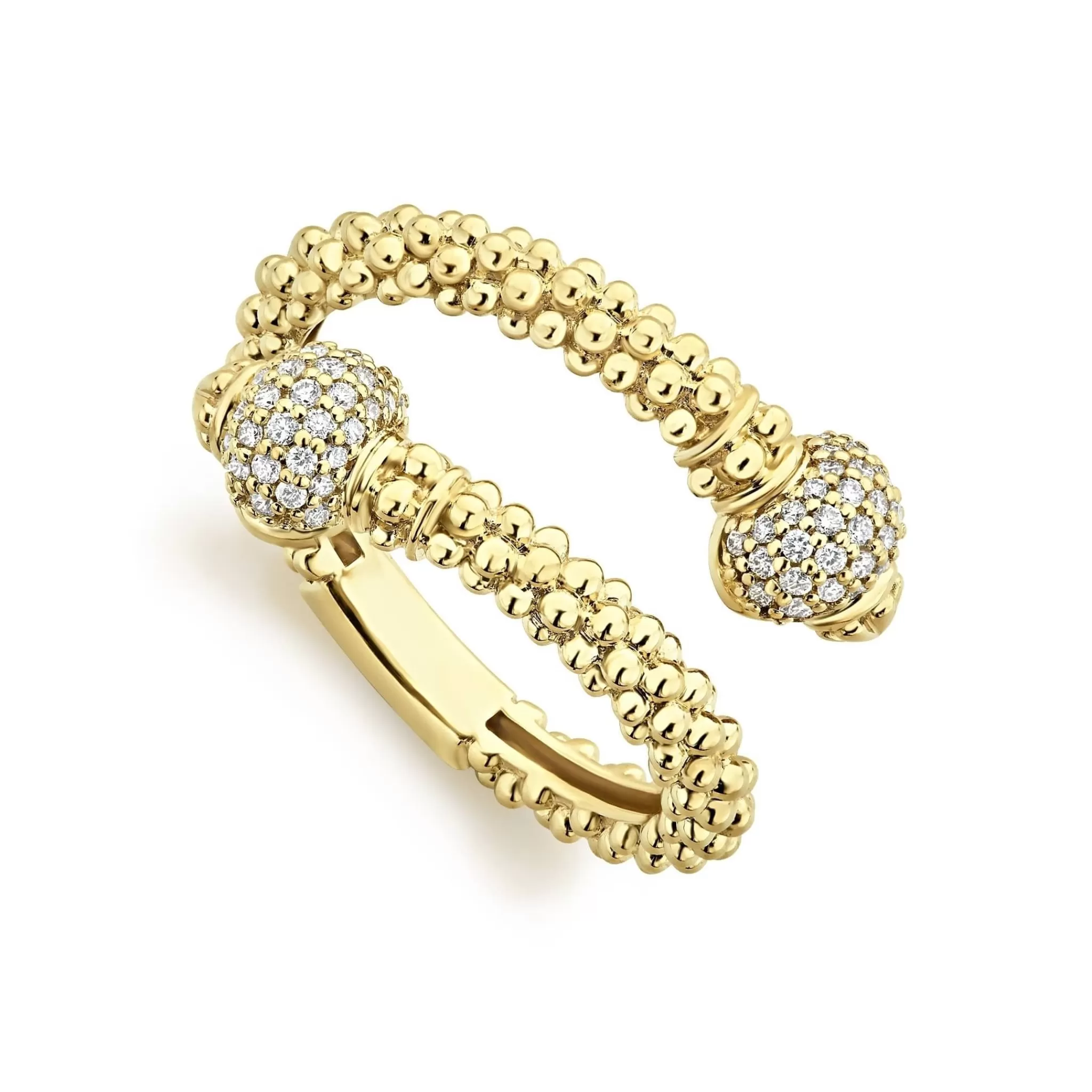 Hot LAGOS 18K Gold Diamond Ball Wrap Ring