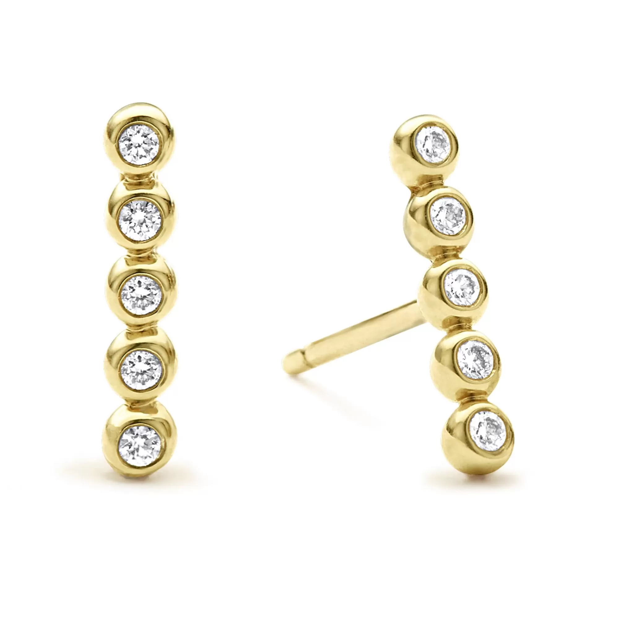 Clearance LAGOS 18K Gold Diamond Bar Stud Earrings