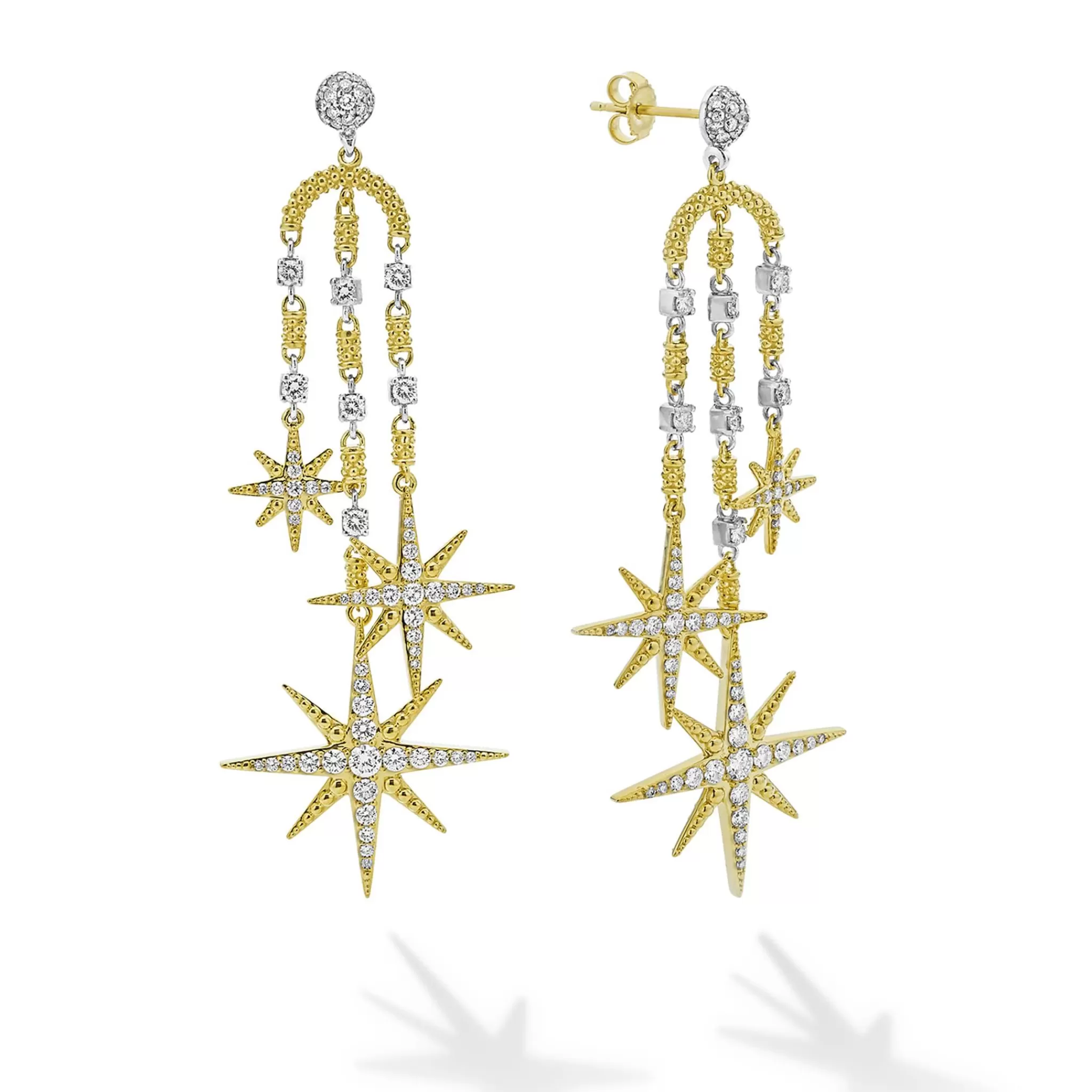 New LAGOS 18K Gold Diamond Drop Earrings