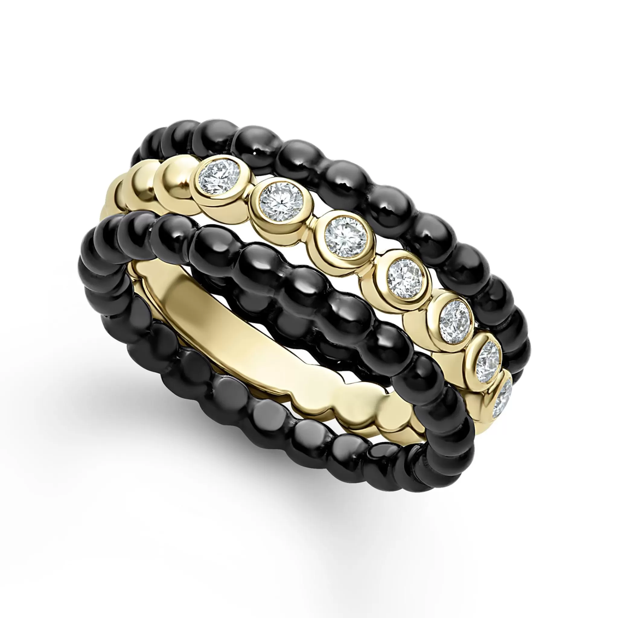 Store LAGOS 18K Gold Diamond Stacking Ring Set