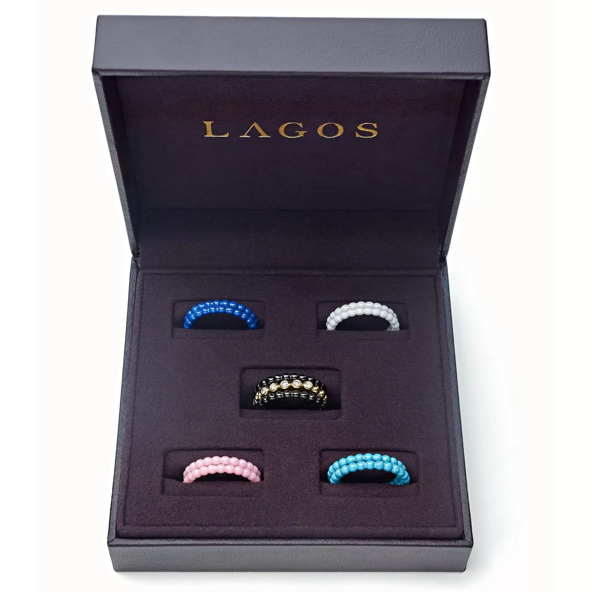 Store LAGOS 18K Gold Diamond Stacking Ring Set