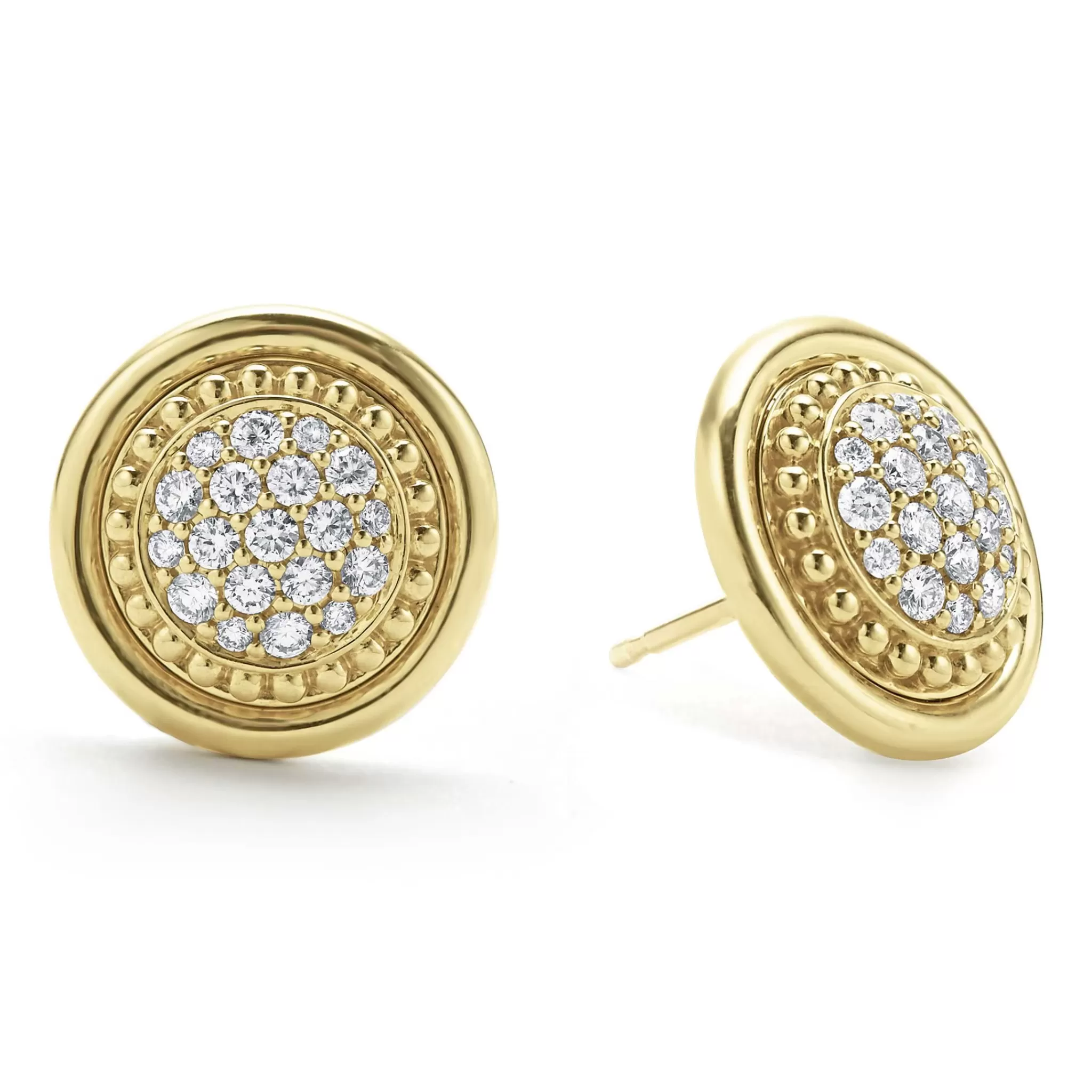 Hot LAGOS 18K Gold Diamond Stud Earrings