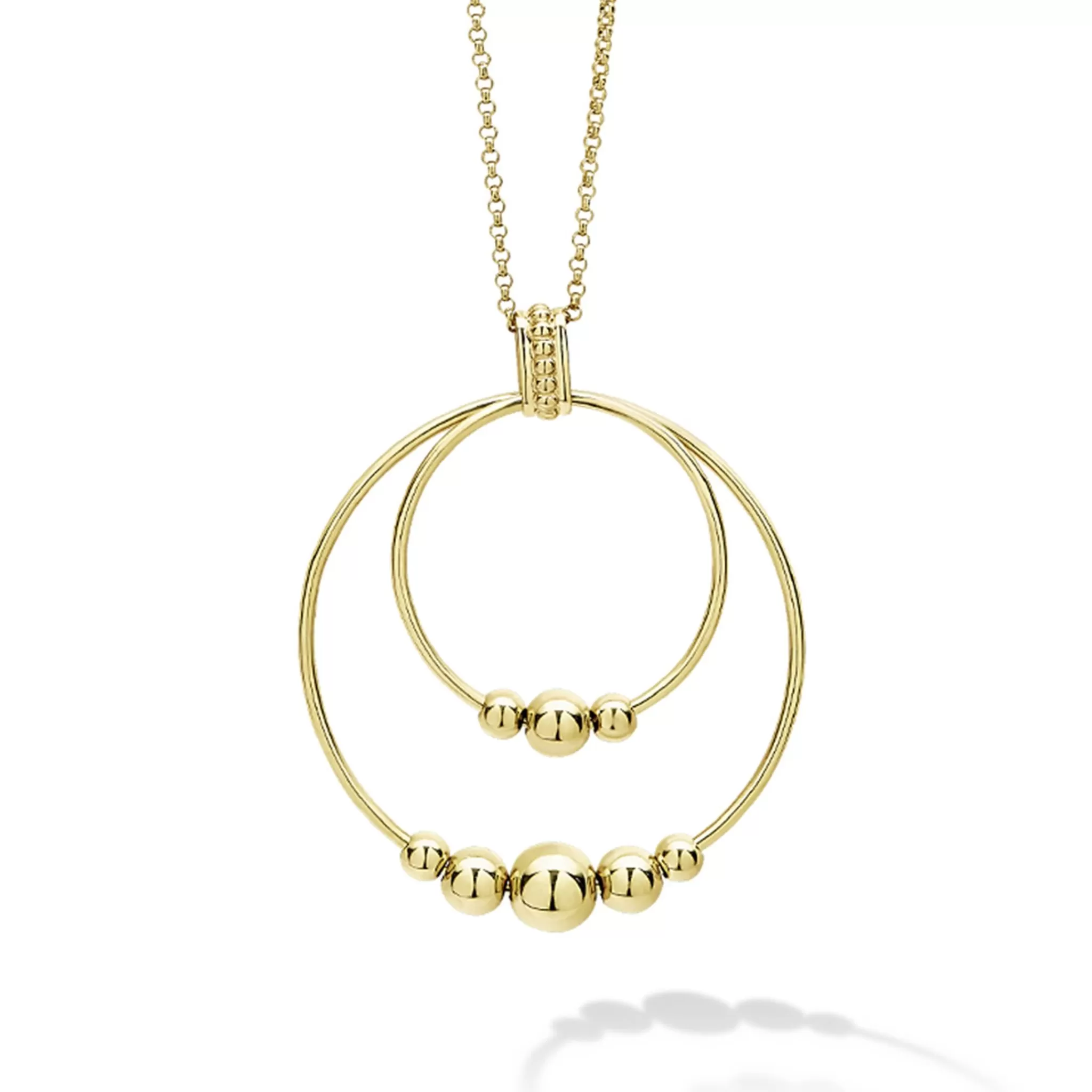 Cheap LAGOS 18K Gold Double Circle Bead Pendant Necklace