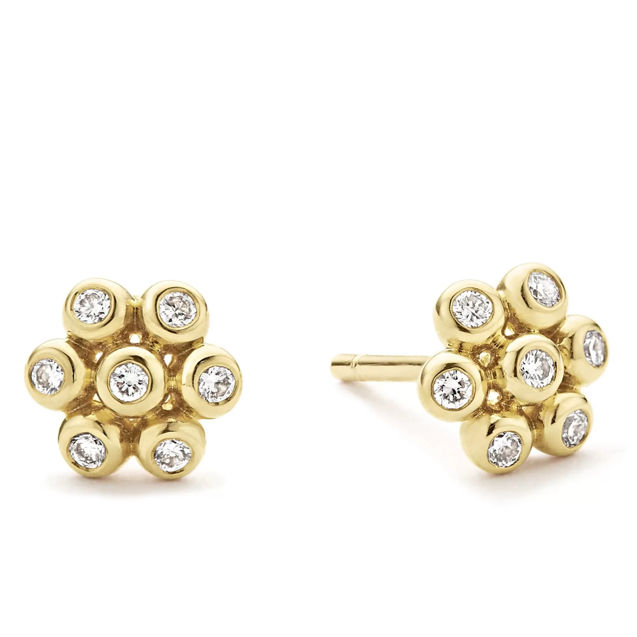 Discount LAGOS 18K Gold Flower Diamond Stud Earrings