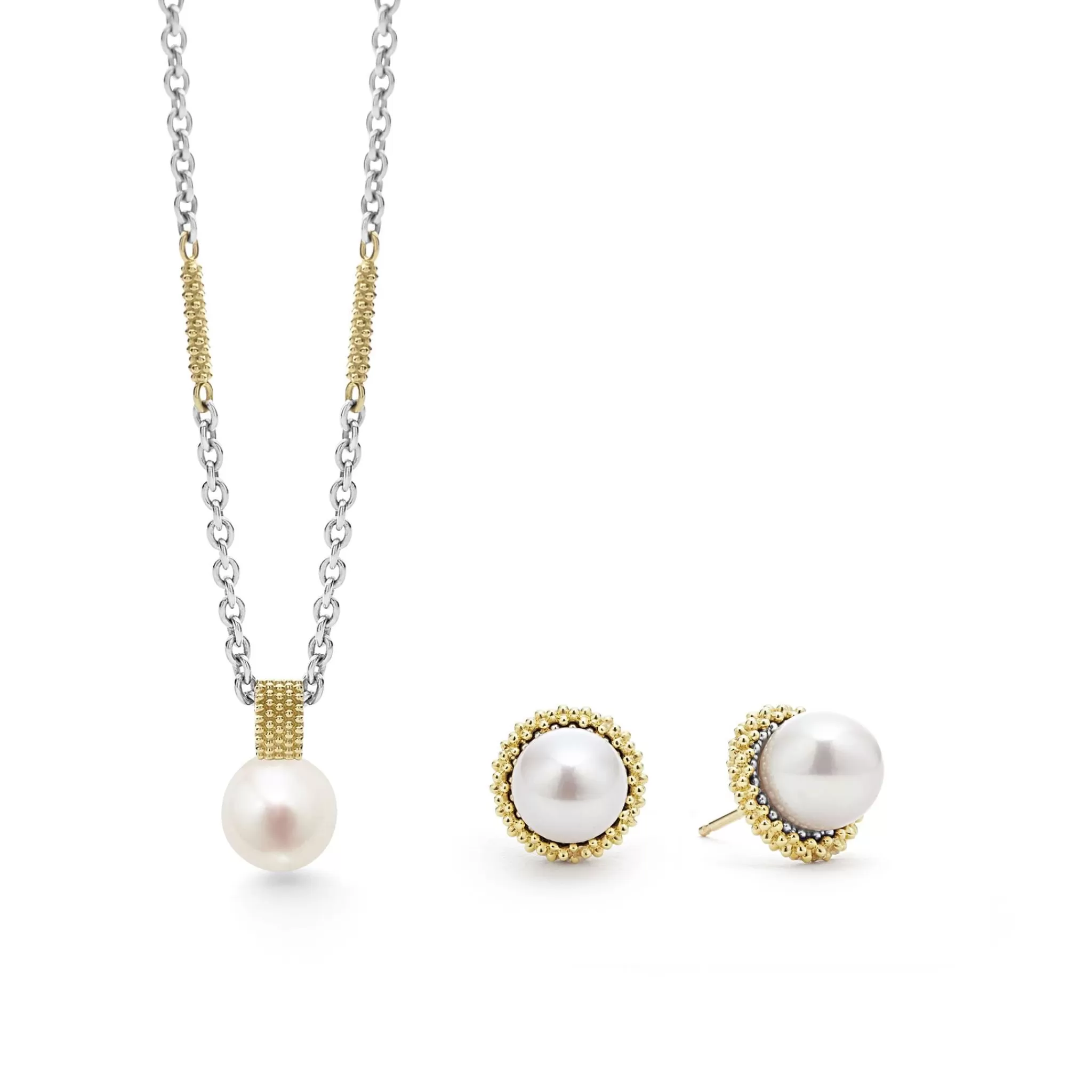 Best Sale LAGOS 18K Gold Pearl Earring And Necklace Gift Set