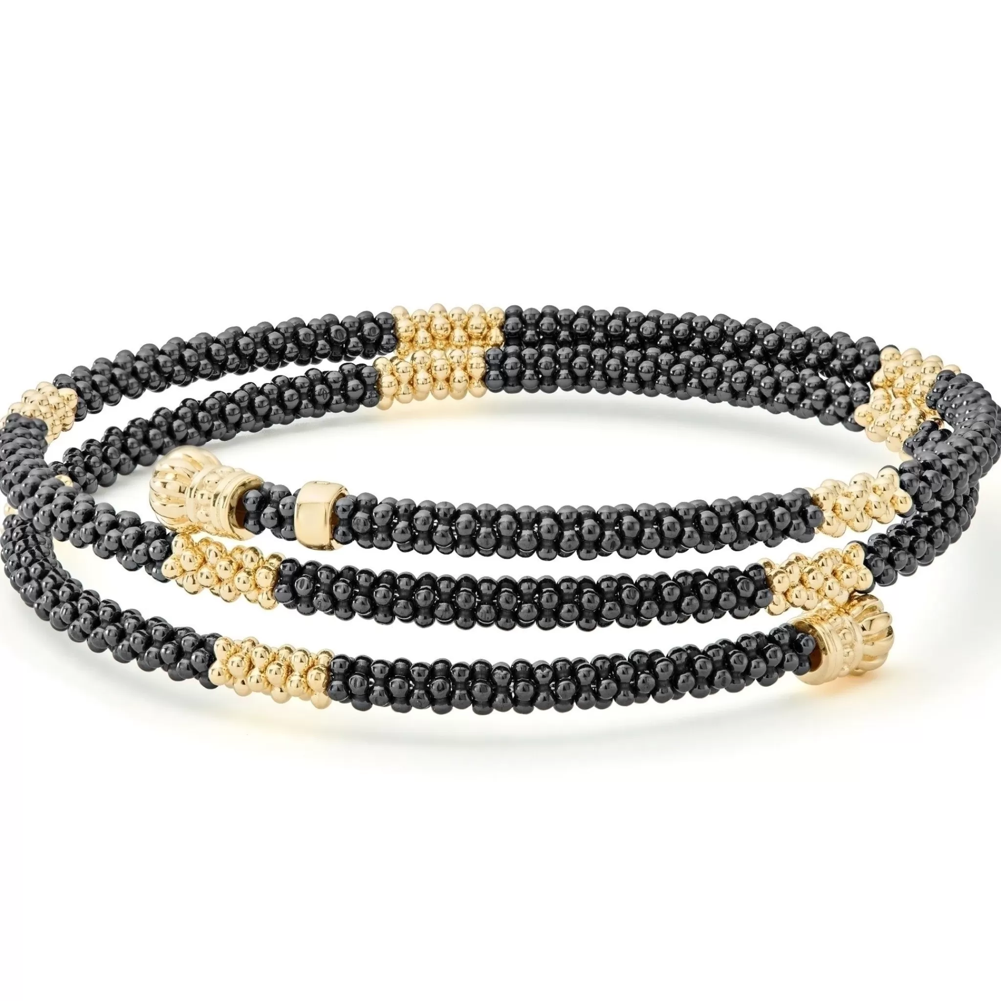 New LAGOS 18K Gold Small Station Ceramic Wrap Bracelet