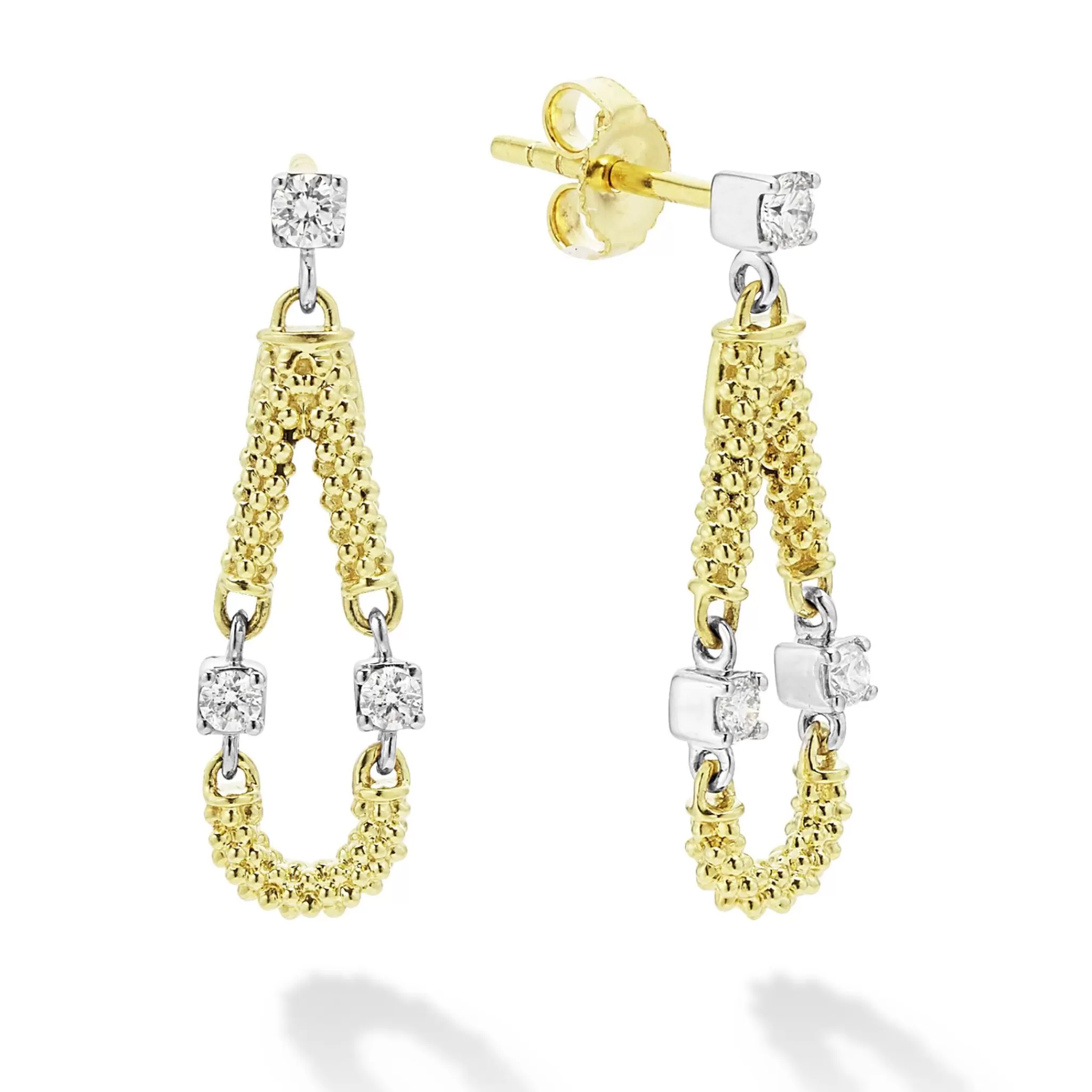 Clearance LAGOS 18K Gold Superfine Diamond Tear Drop Earrings