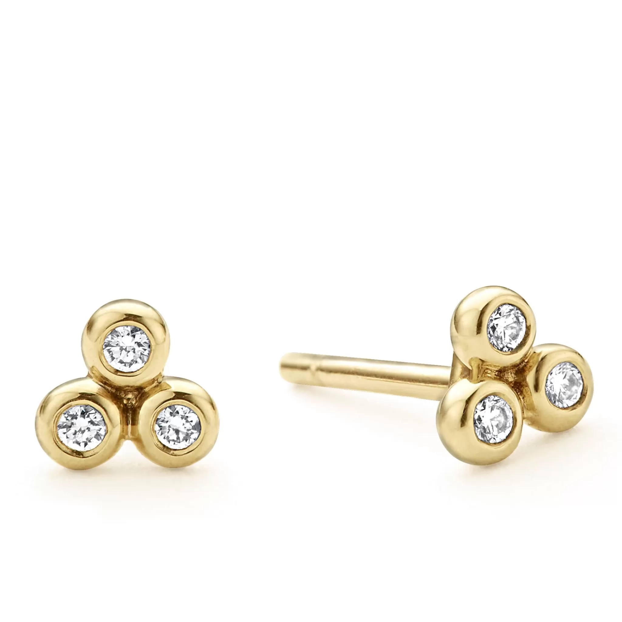 New LAGOS 18K Gold Triangle Diamond Stud Earrings