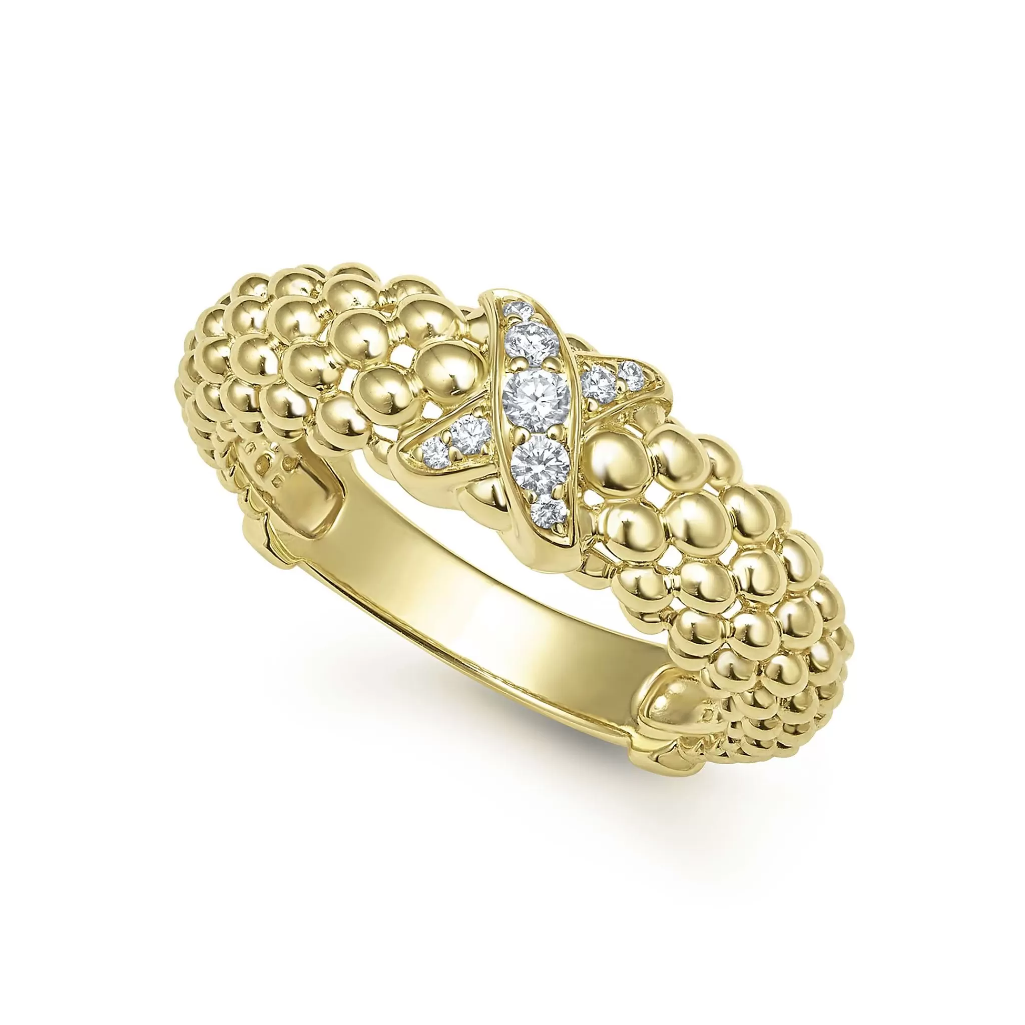 Clearance LAGOS 18K Gold X Caviar Diamond Ring