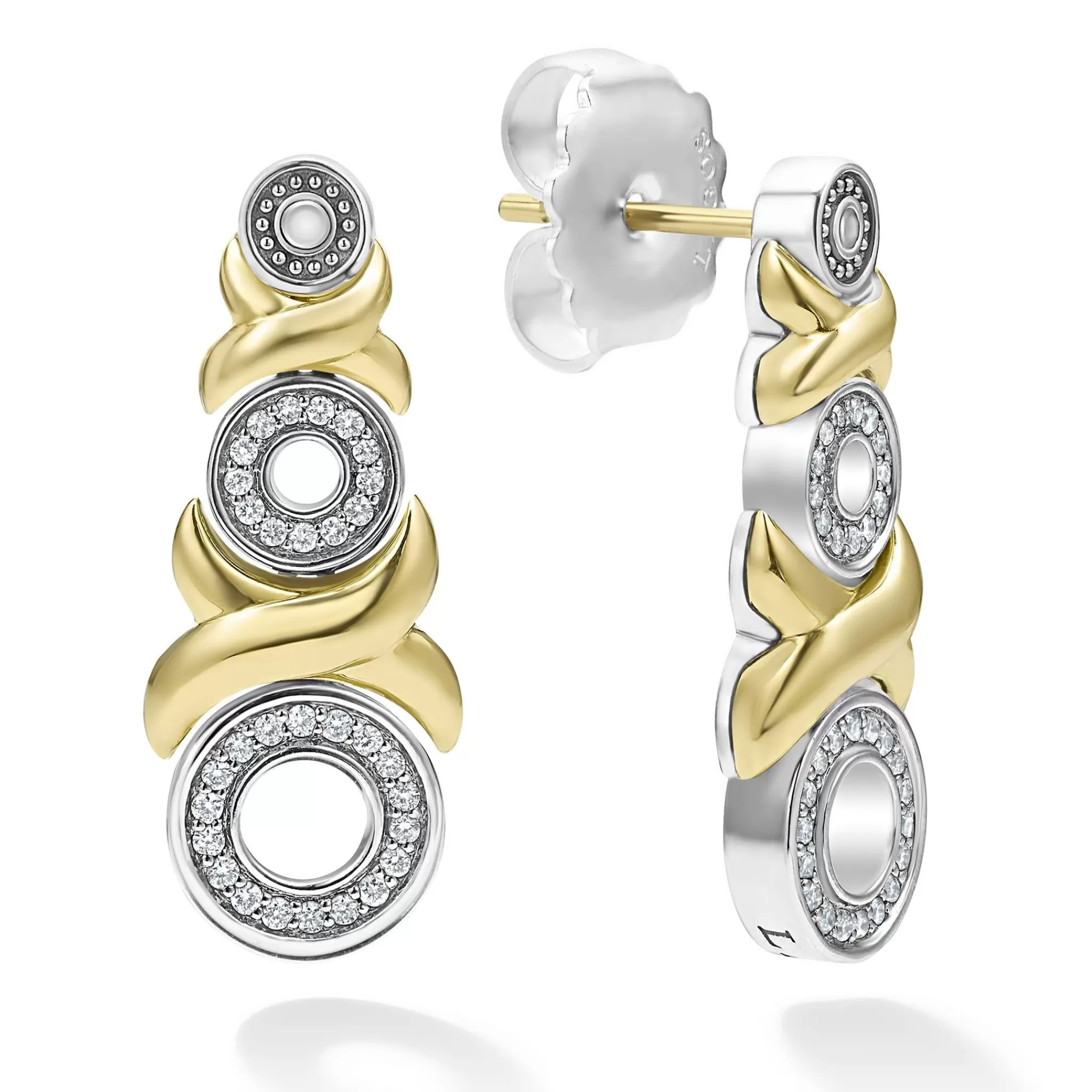 Cheap LAGOS 18K Gold Xo Diamond Drop Earrings