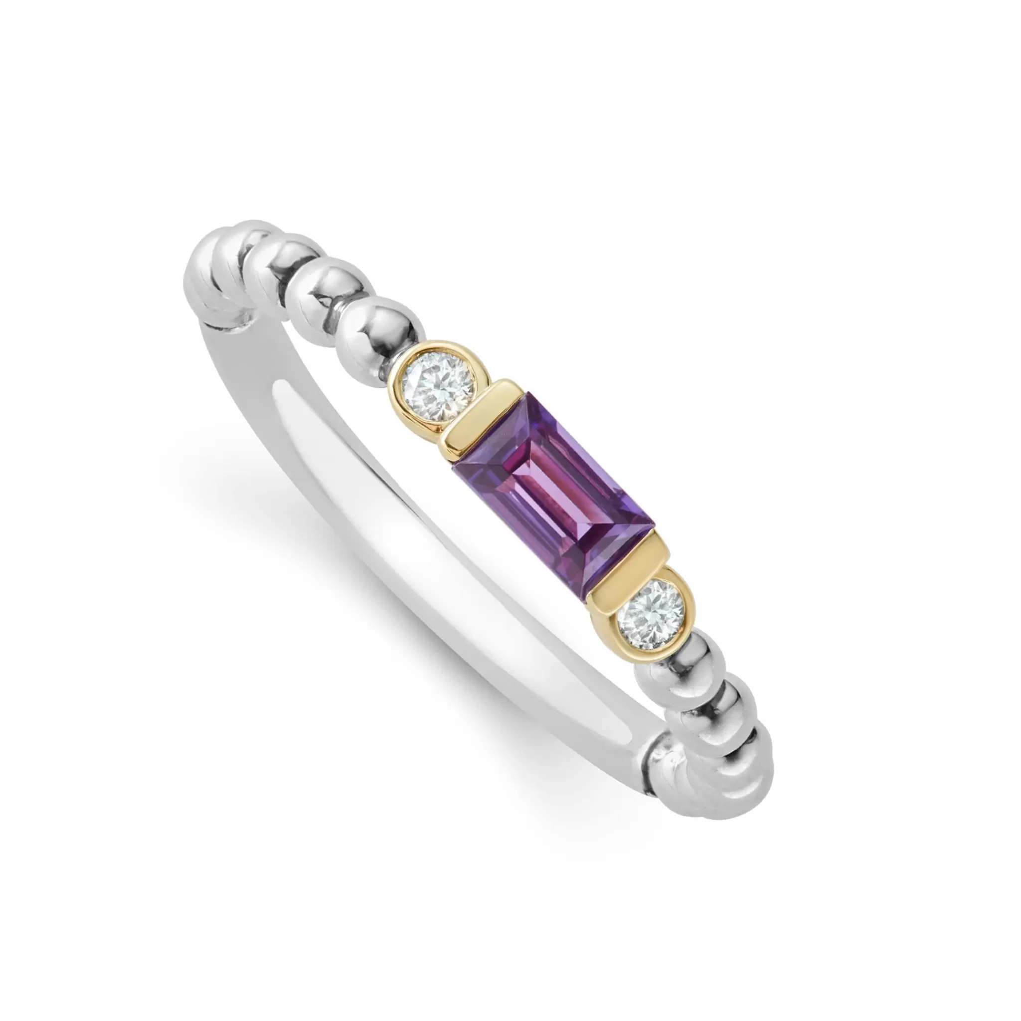 New LAGOS Amethyst And Diamond Stacking Ring