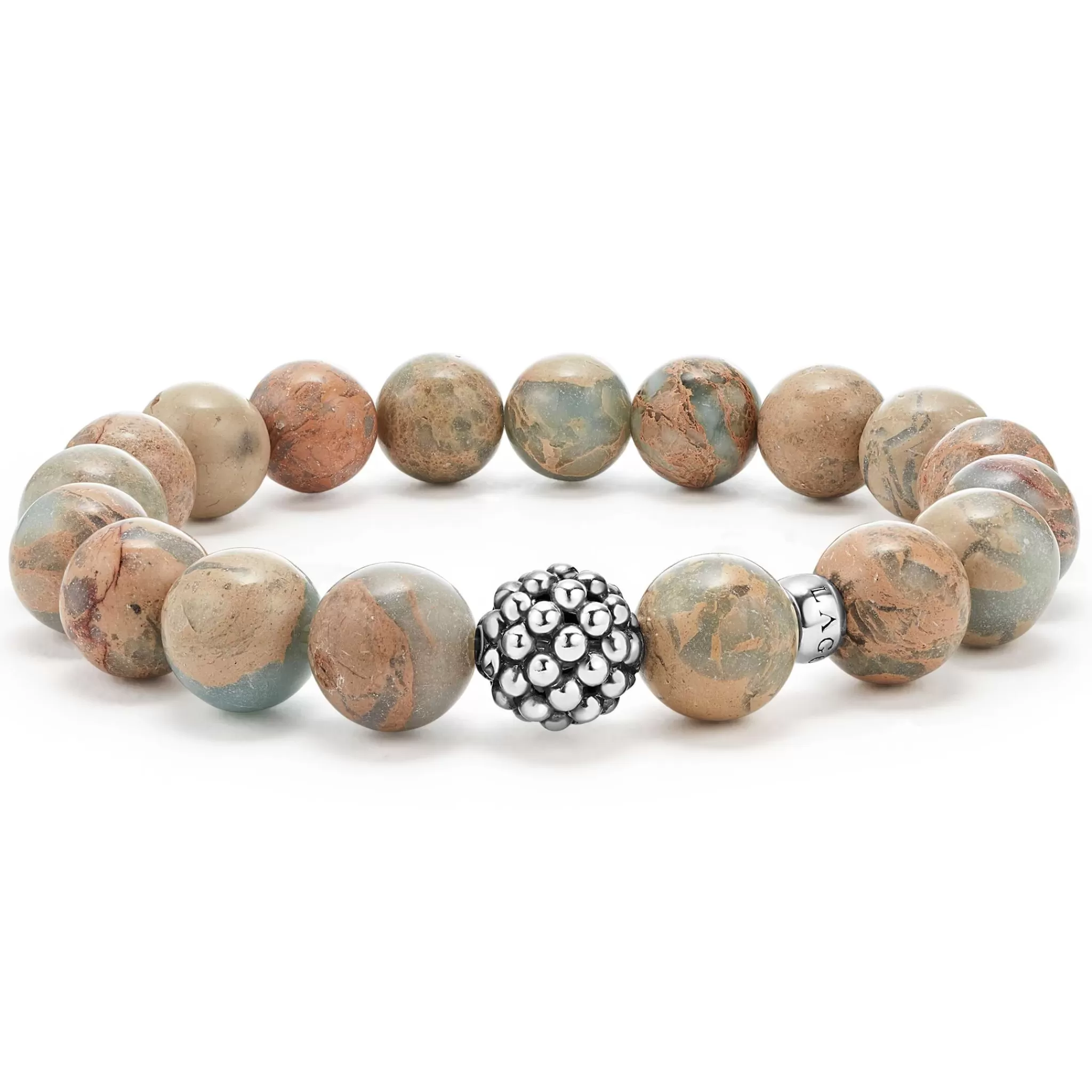 Fashion LAGOS Aqua Tera Jasper Silver Station Bead Bracelet