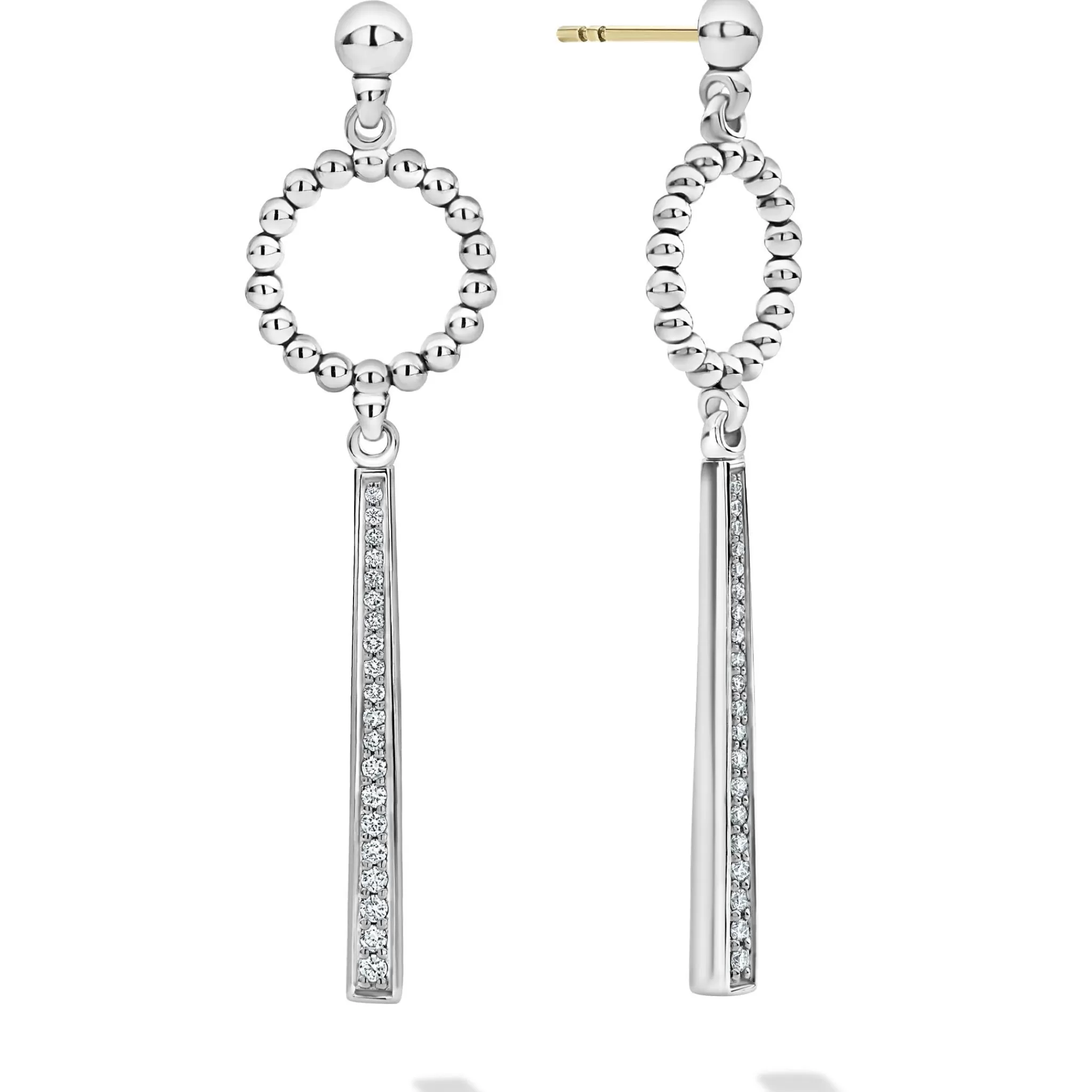 Sale LAGOS Beaded Circle Diamond Drop Earrings