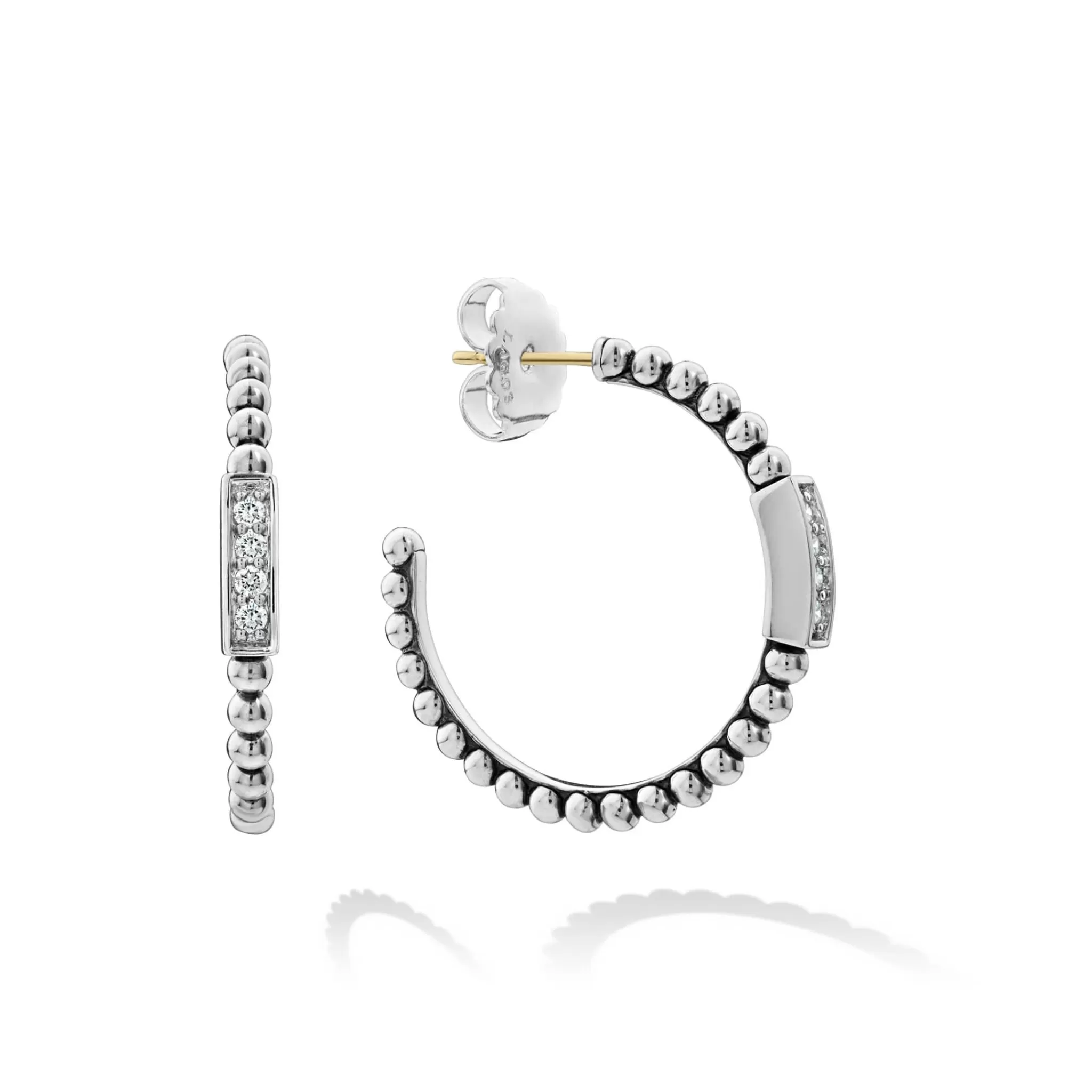 Shop LAGOS Beaded Diamond Hoop Earrings