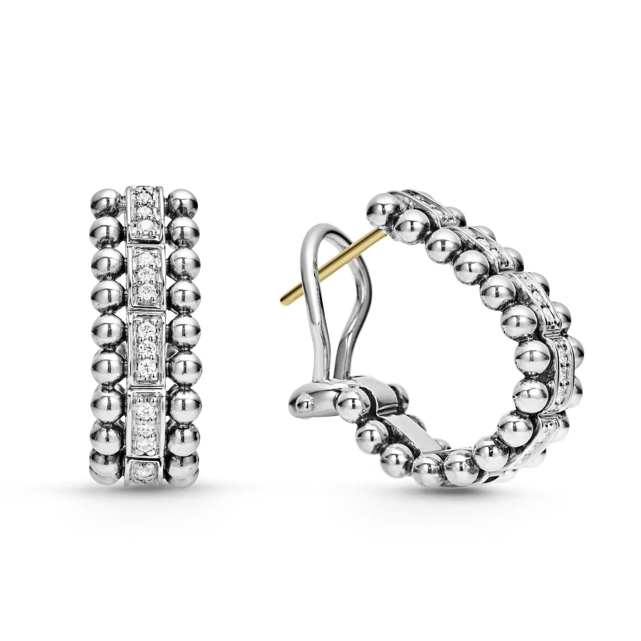 Fashion LAGOS Beaded Diamond Huggie Earrings