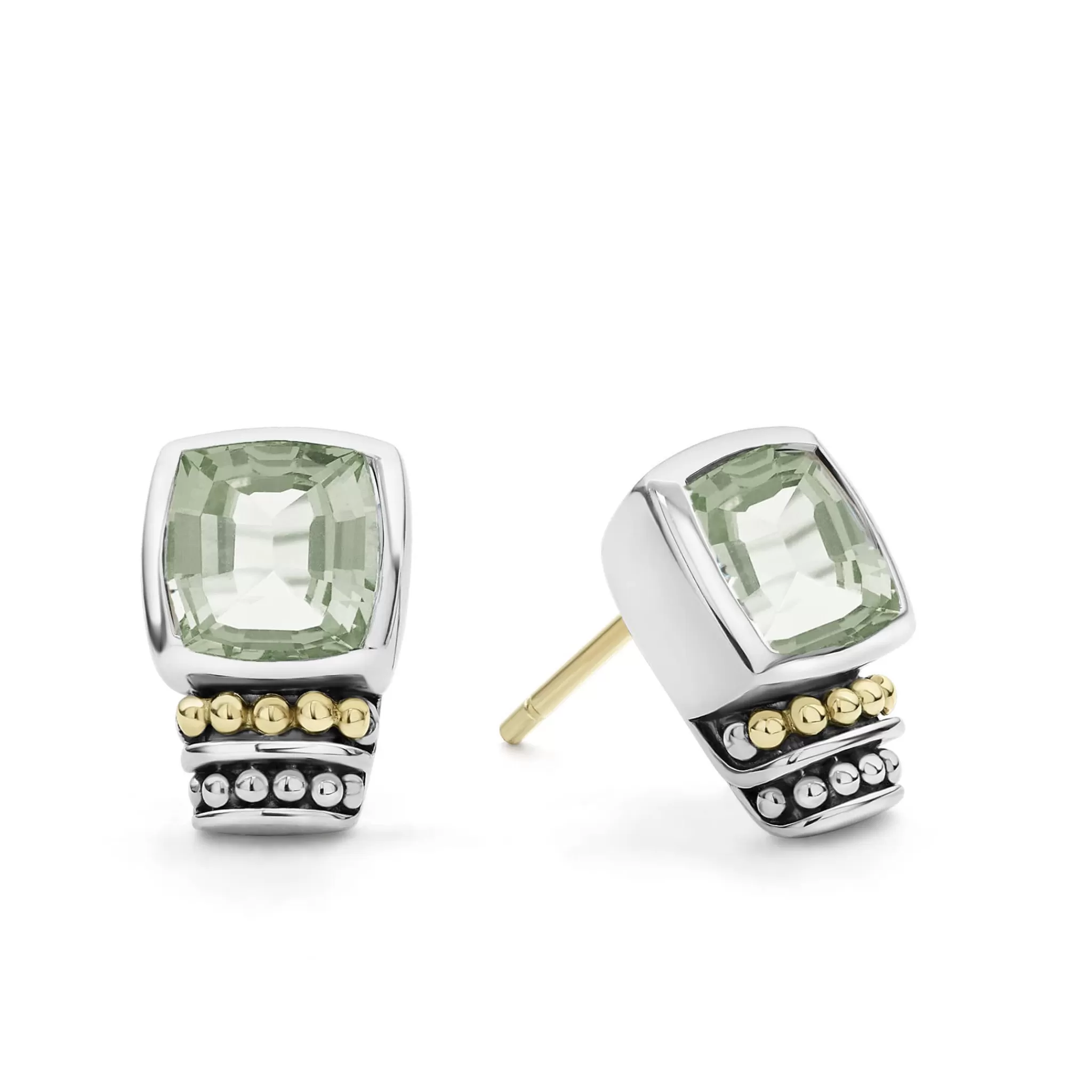 Hot LAGOS Bezel-Set Prasiolite Stud Earrings