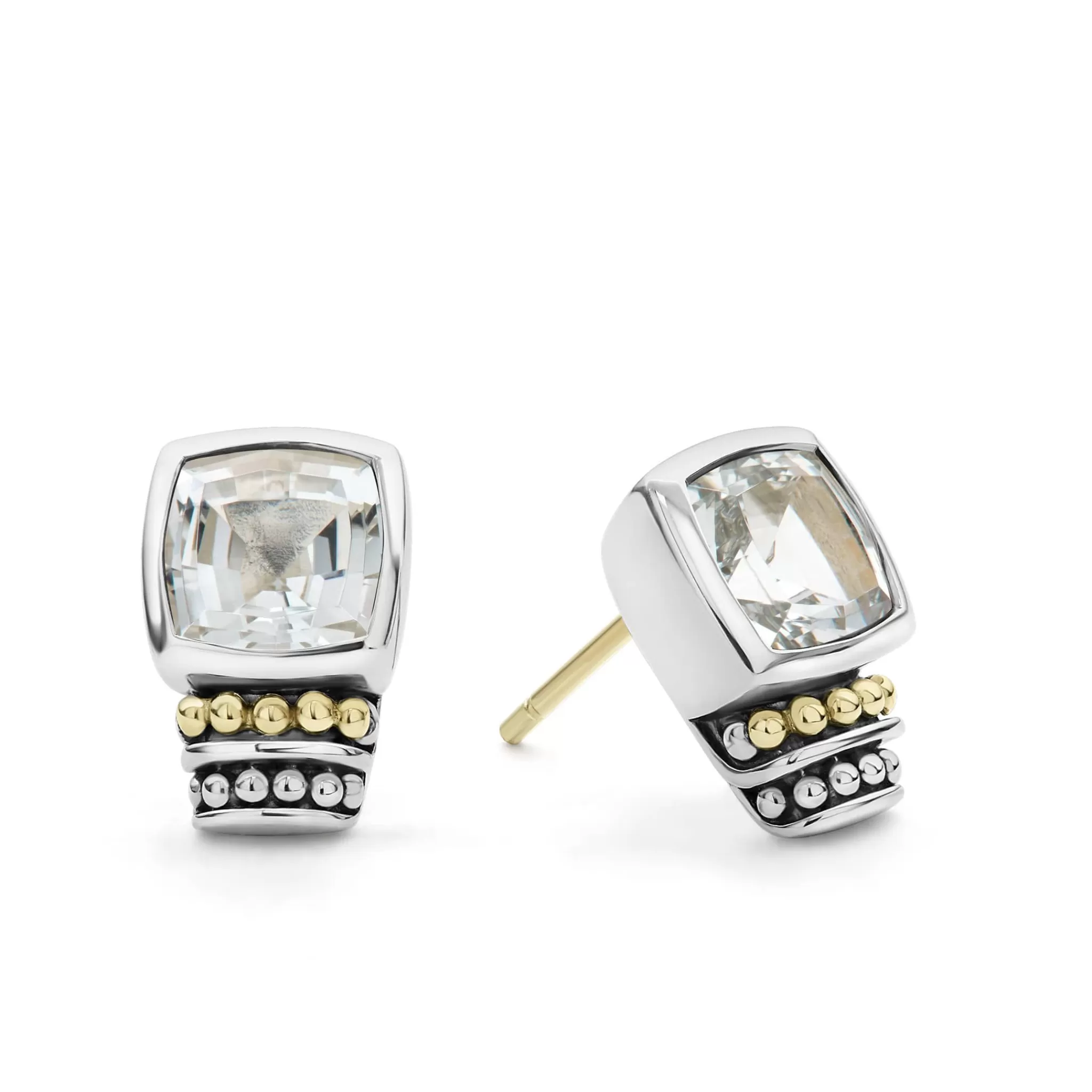 Online LAGOS Bezel-Set White Topaz Stud Earrings