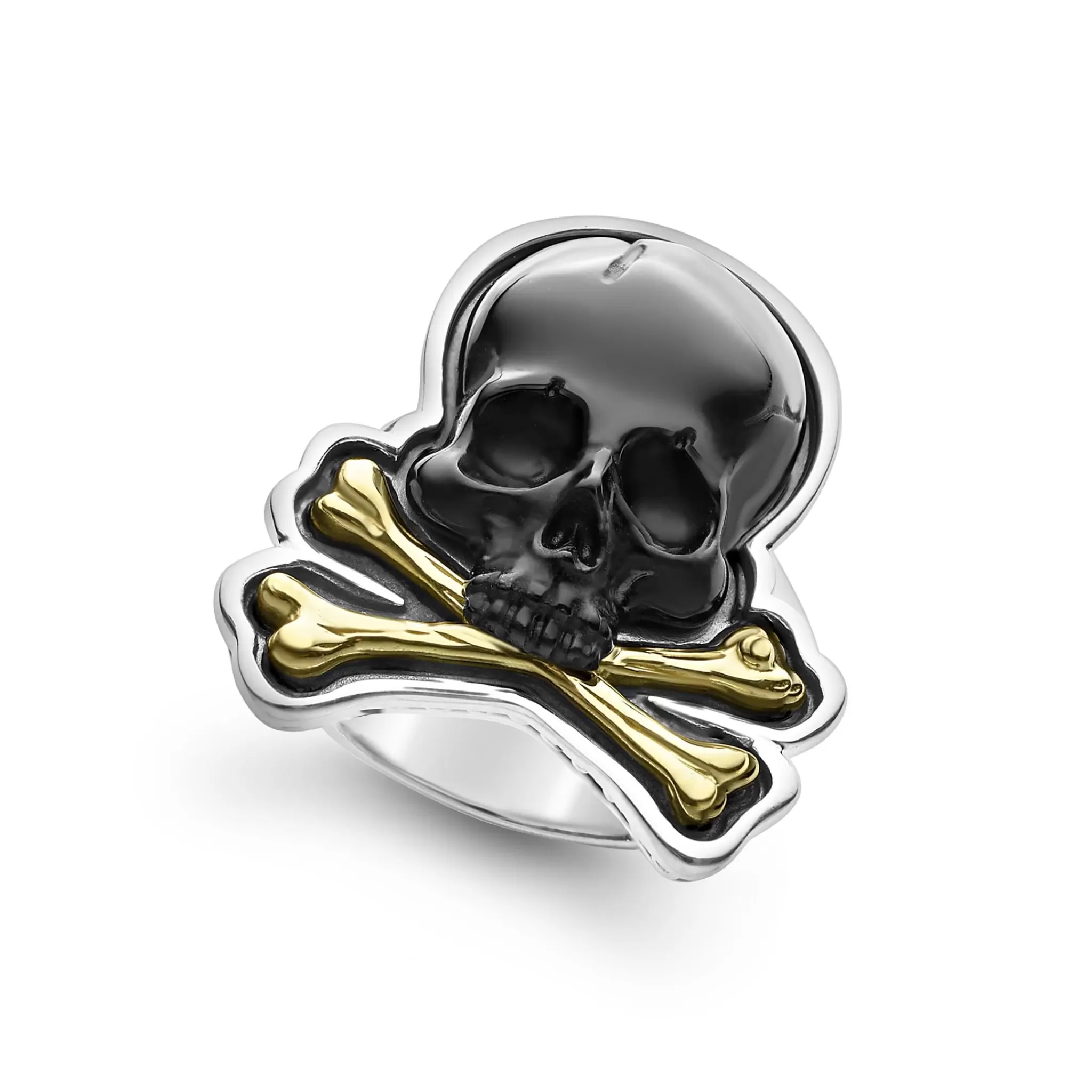 Discount LAGOS Black Agate Skull And Bones Statement Ring